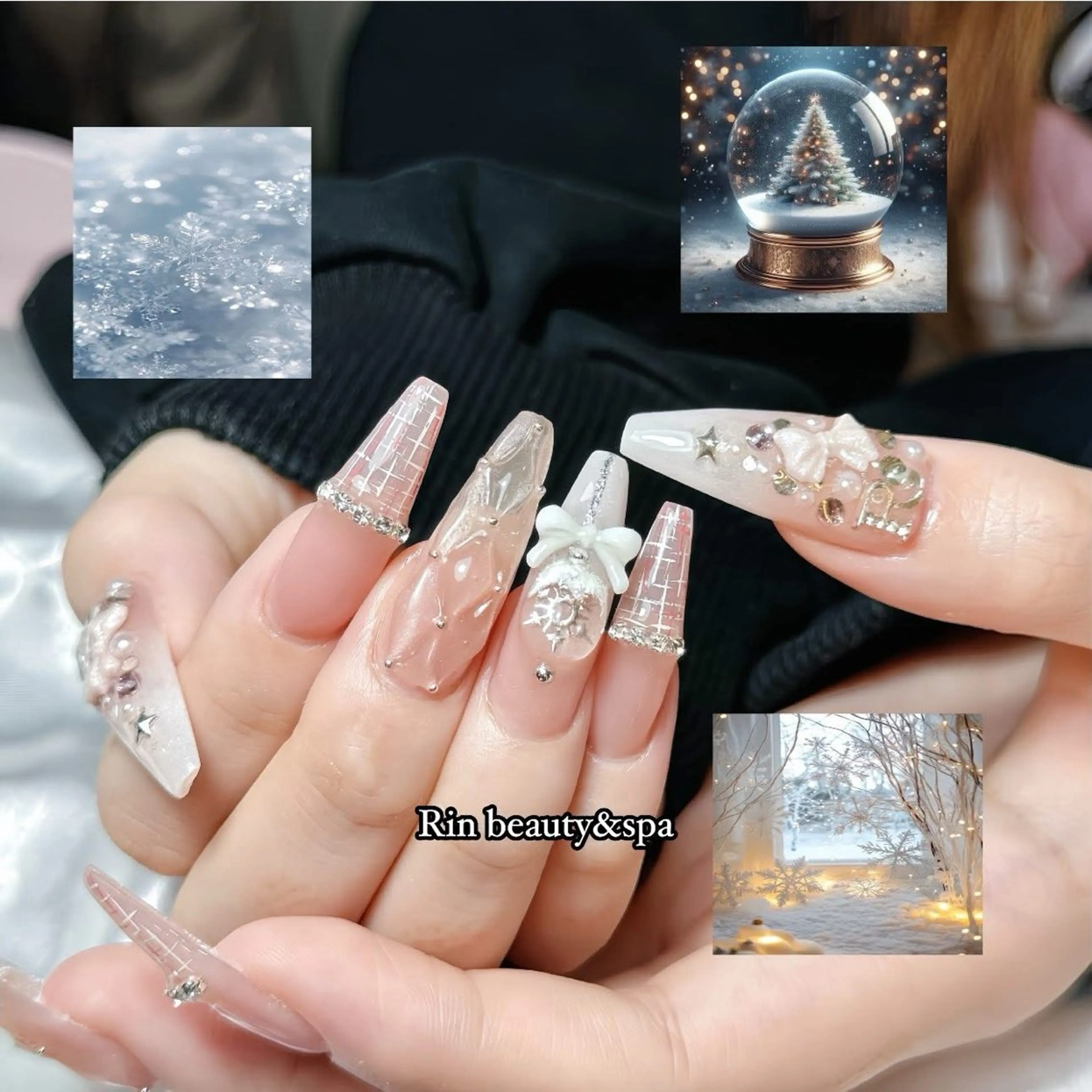 メンズ ネイル メンズ韓国風 クリスマス ボルドー フレンチネイル グラデーション ハンドネイル Rin Nail 新大久保店のネイルデザイン