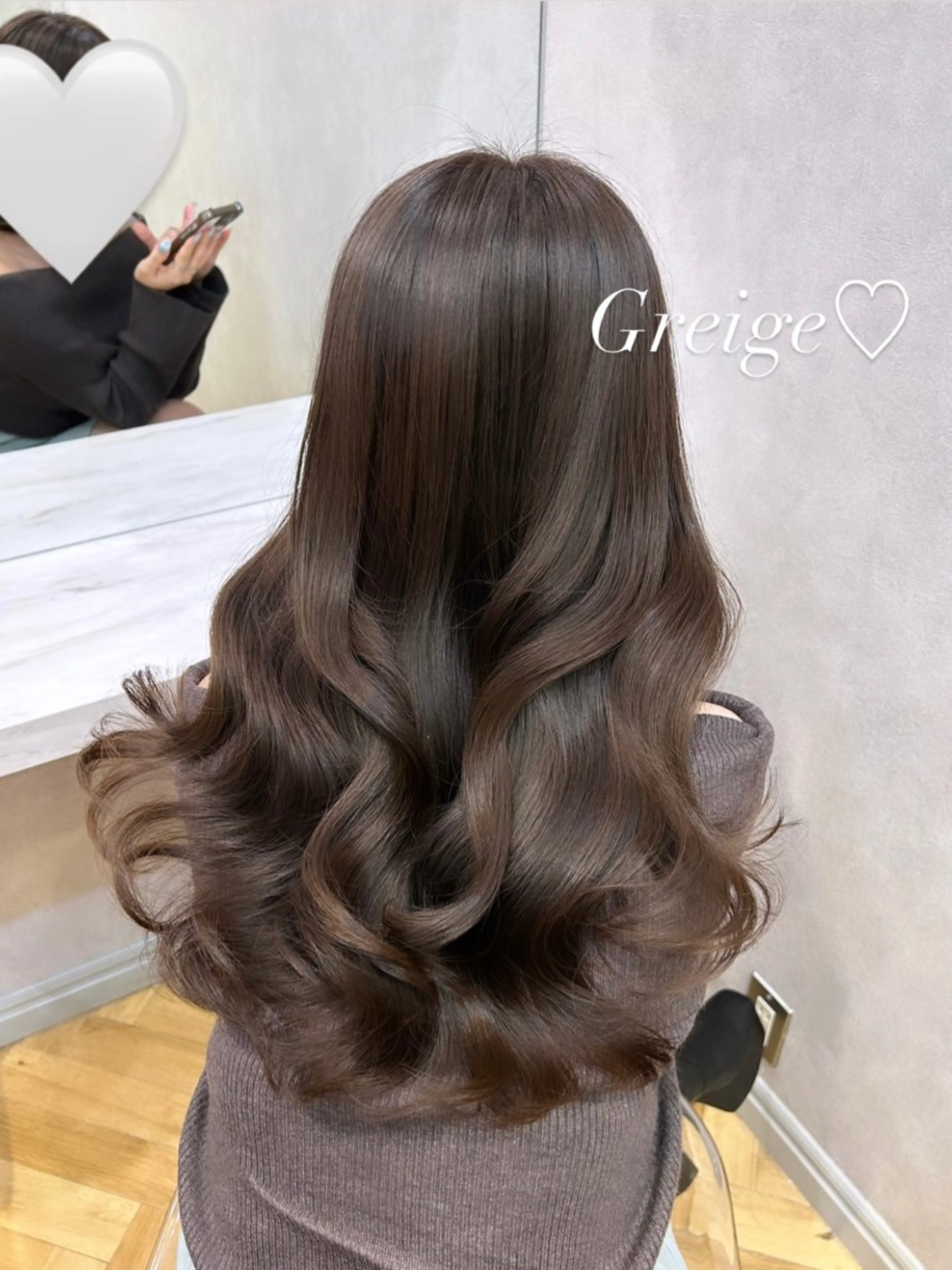 ロング カラー ヘアアレンジ グレージュ レイヤーカット 🩷韓国ヘア/ヨシン モリ🩷Maikaのヘアスタイル