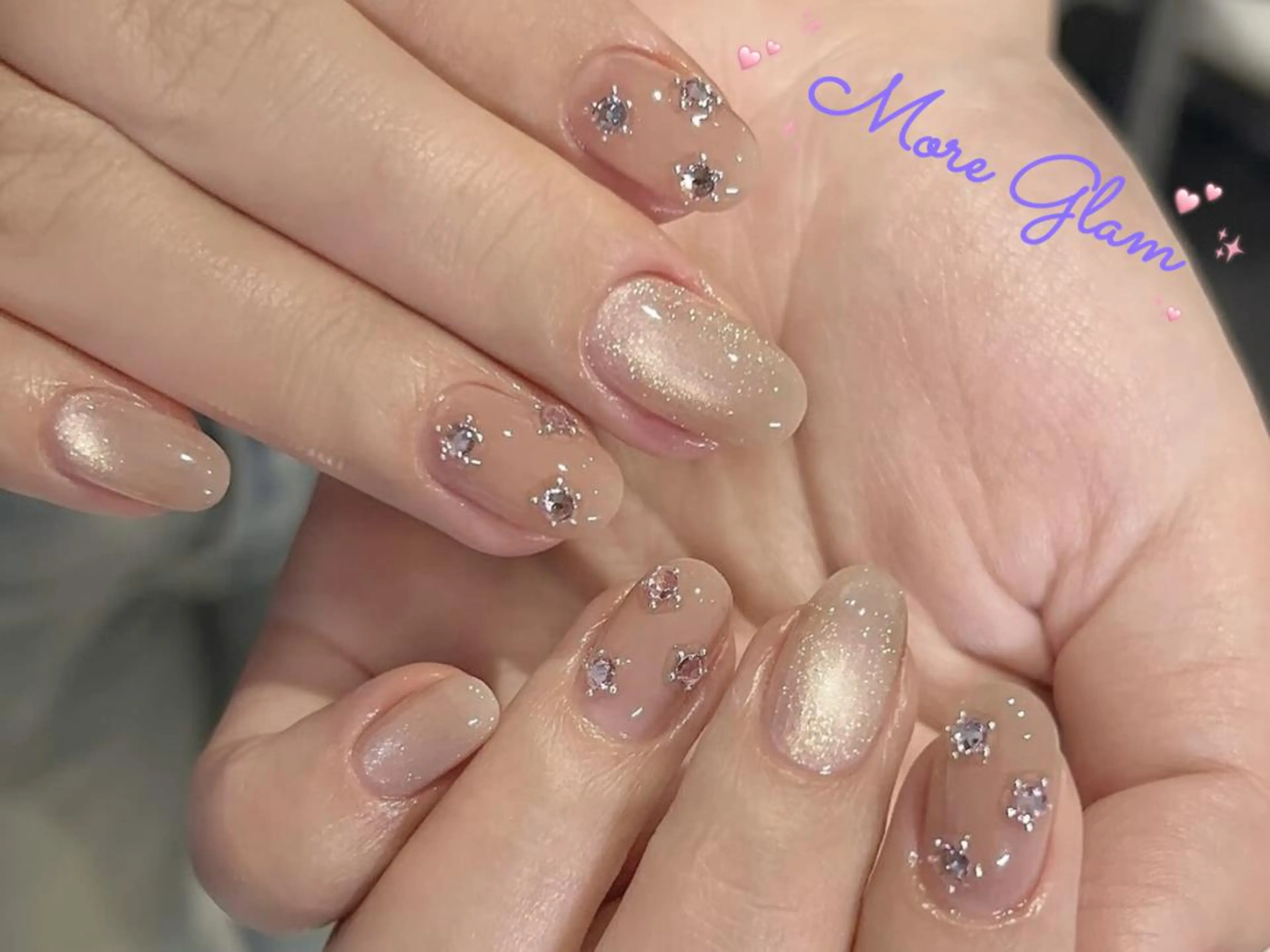 ネイル 長さ出し フットネイル フレンチネイル ジェルネイル ガラスフレンチ MoreGlam Nailsのネイルデザイン
