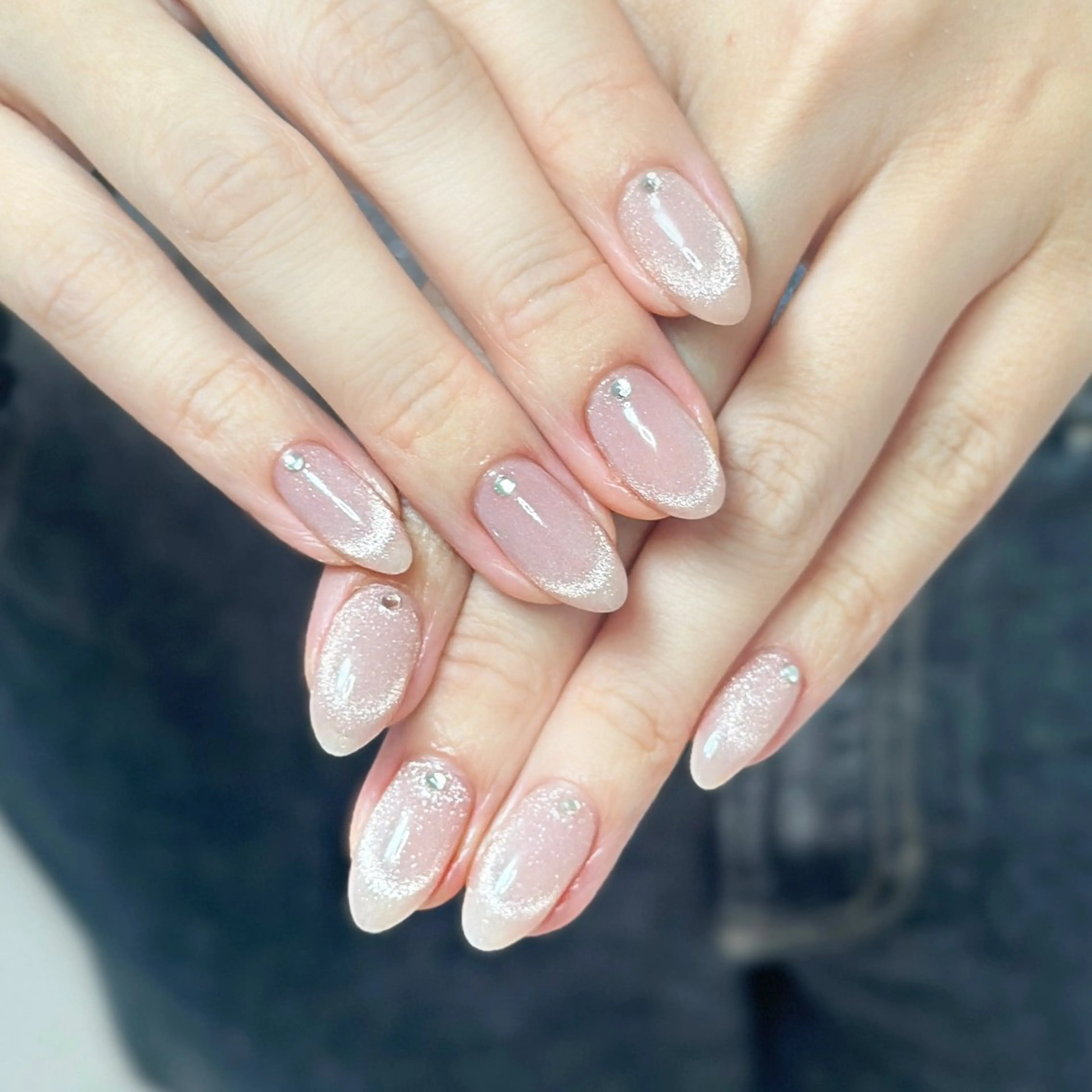 ネイル アートネイル オーロラネイル チークネイル フレンチネイル ガラスフレンチ ハンドネイル 🎀YooLi Nail salonのネイルデザイン