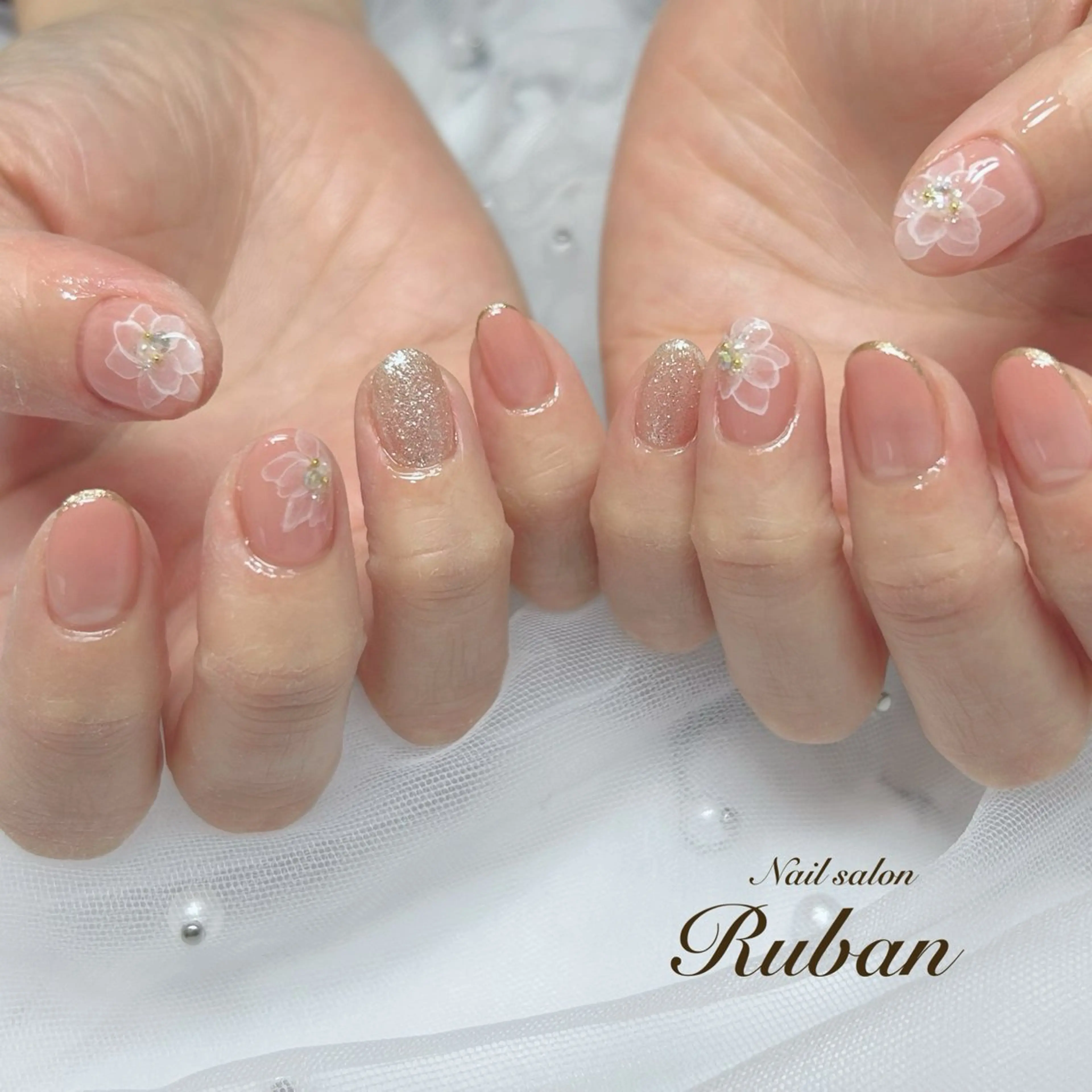 ネイル フラワーネイル ブライダルネイル Nail salon Rubanのネイルデザイン