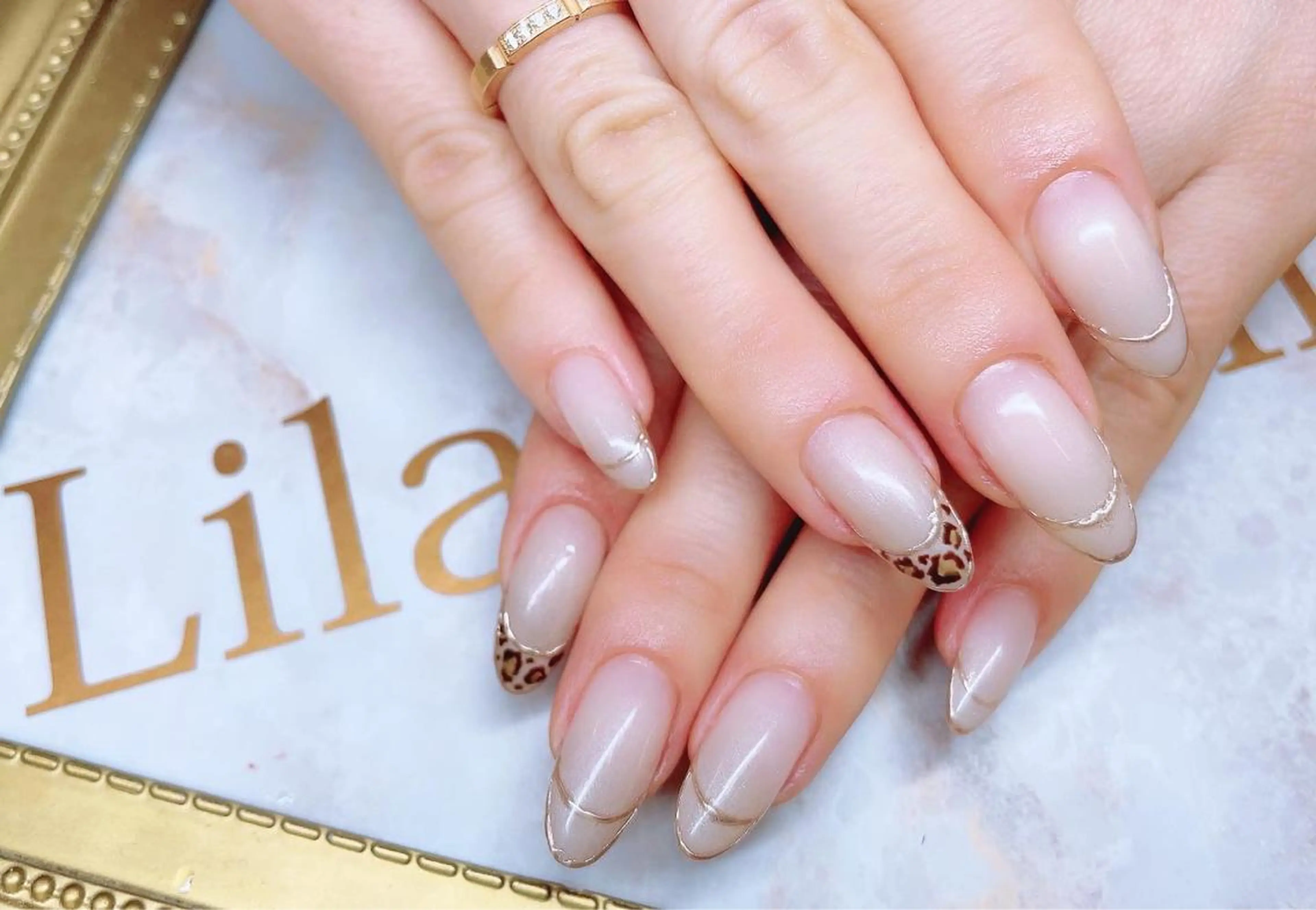 ネイル アニマル柄 フレンチネイル ジェルネイル ロングネイル マットネイル Lilas Nailのネイルデザイン