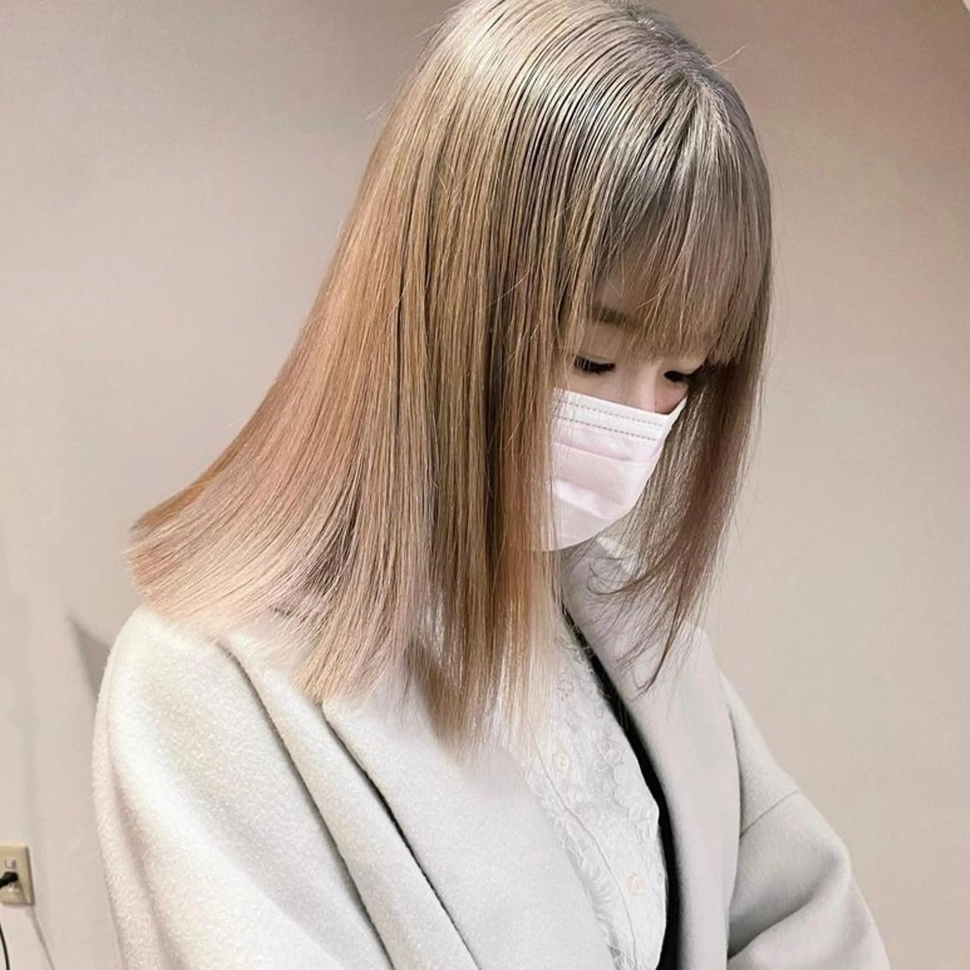 セミロング メンズ キッズ メンズブリーチ メンズハイトーン メンズインナーカラー メンズ韓国風 ボブ 🧡色落ちまで2度綺 麗なカラー🧡ヨシキのヘアスタイル