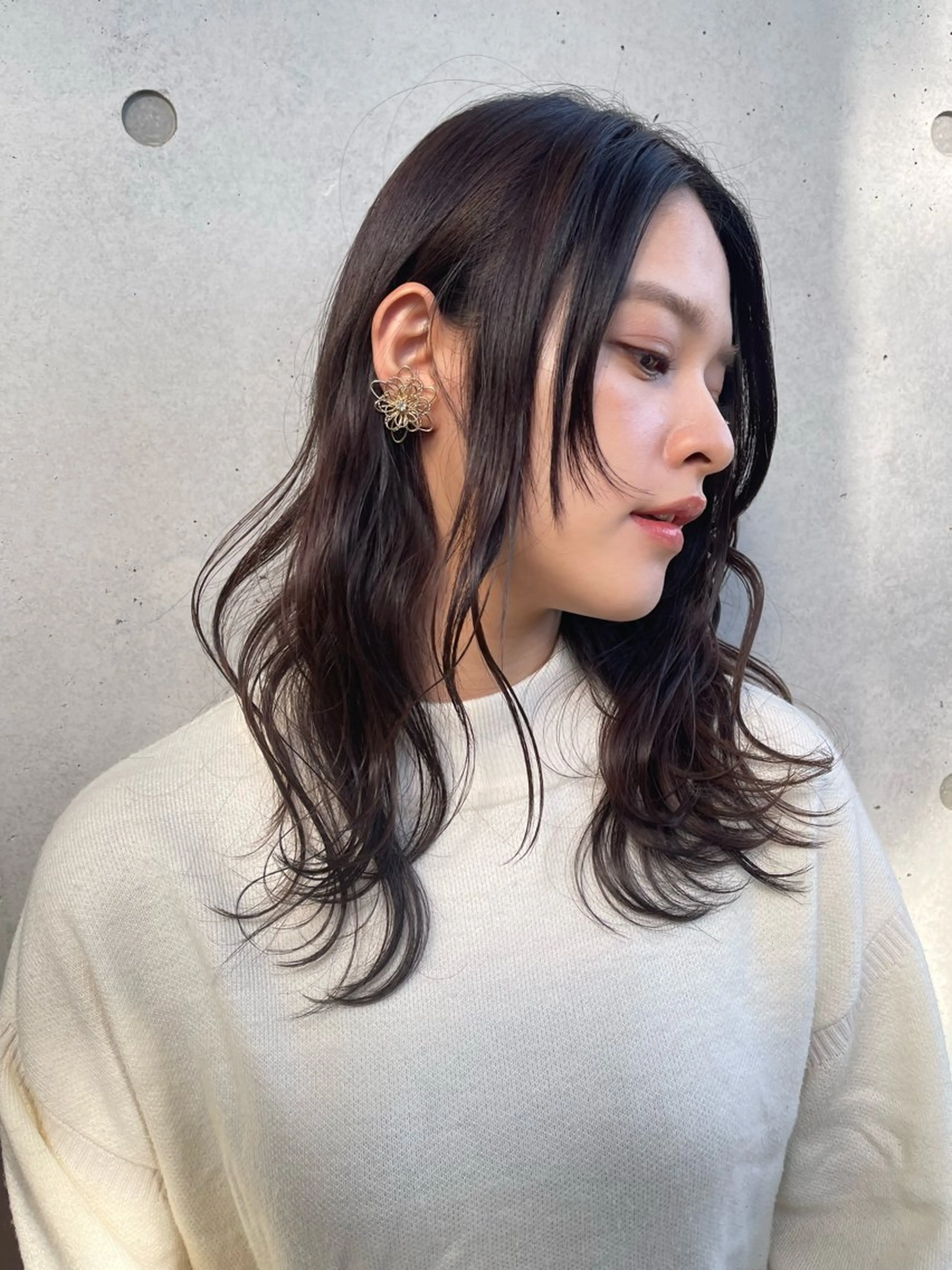 セミロング カット パーマ トリートメント アートディレクター ワダヒサノリのヘアスタイル