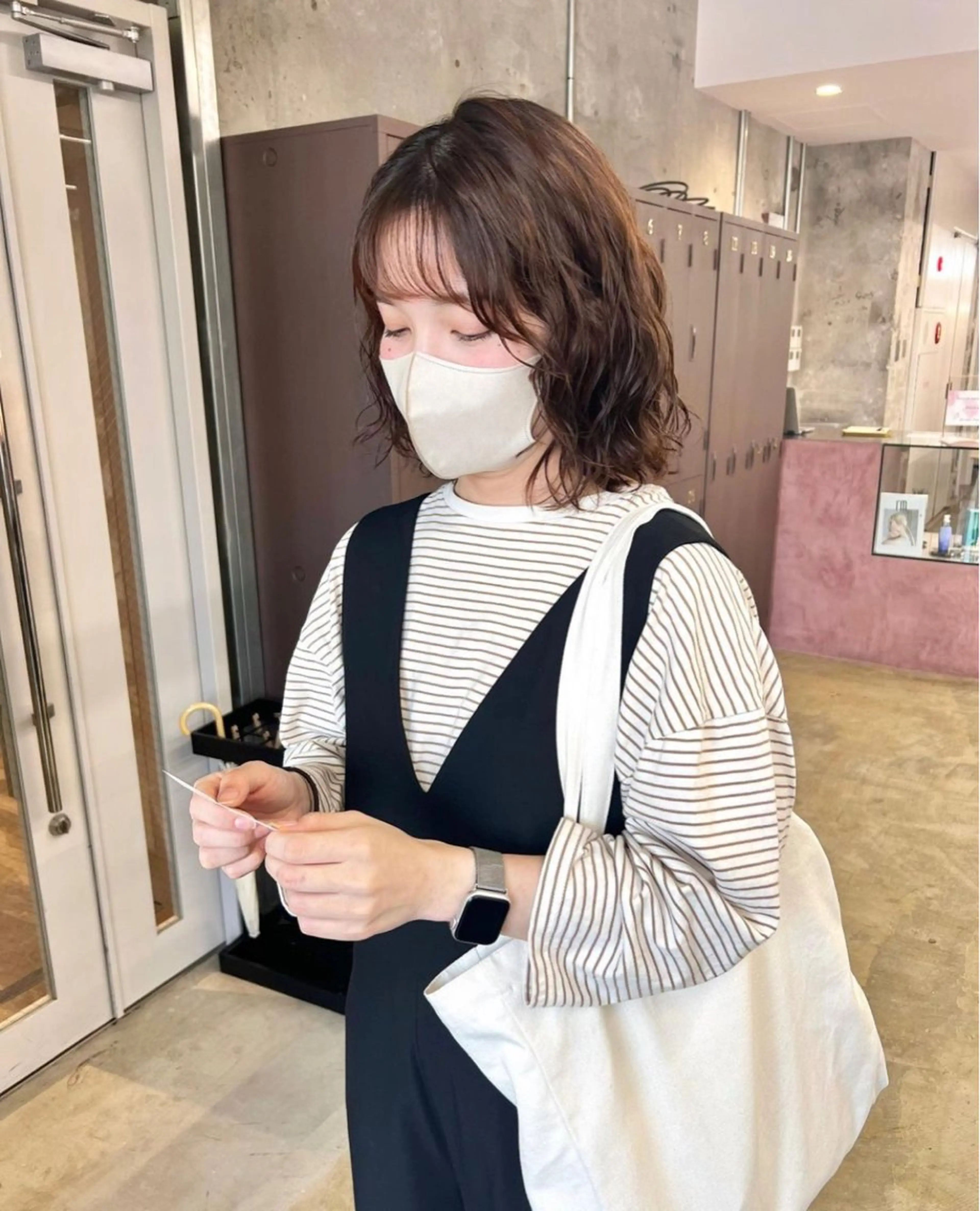 パーマ 暖色カラー/オリーブ /ミニボブ/白柳美空のヘアスタイル