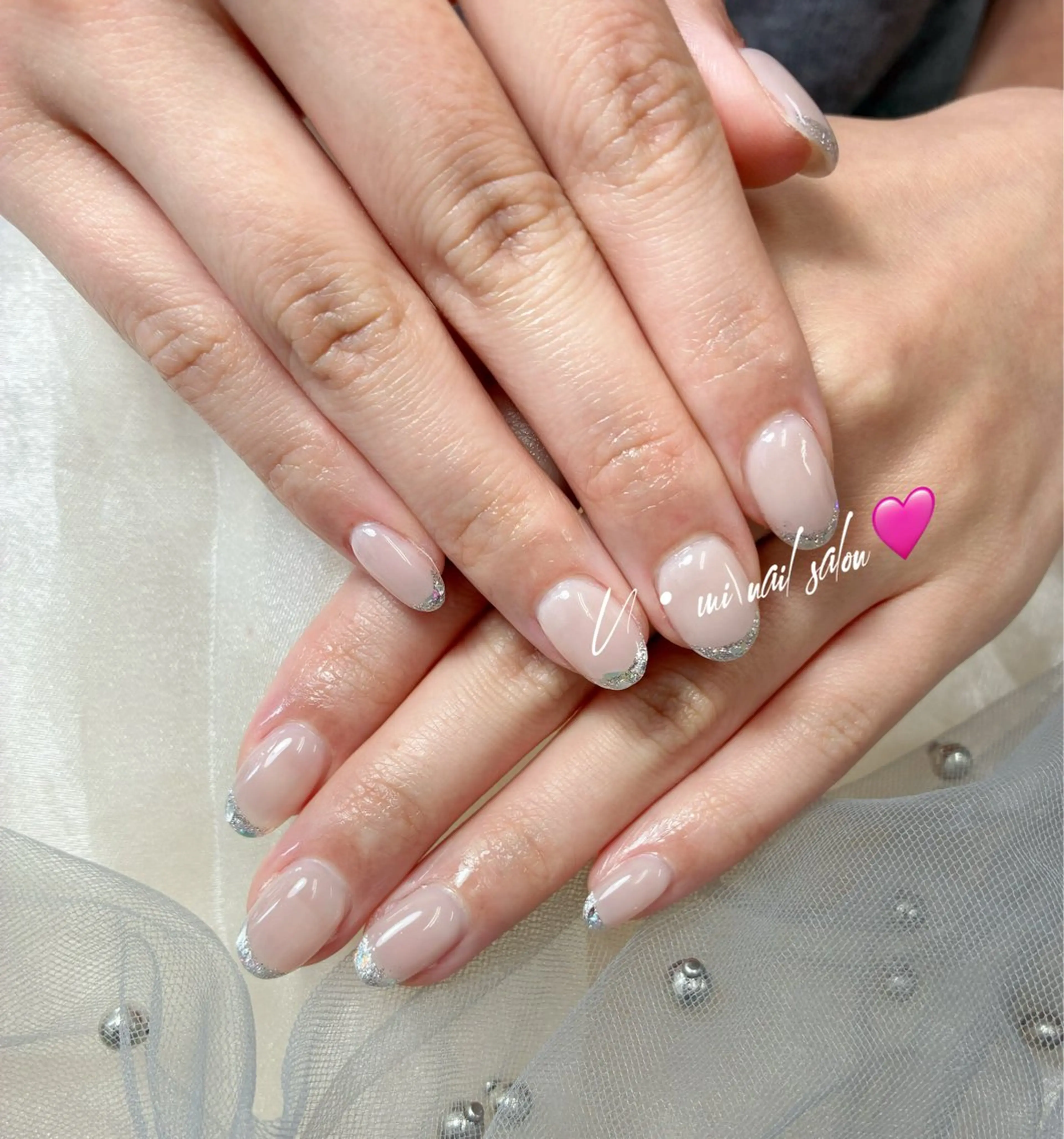 ネイル フレンチネイル ガラスフレンチ U·MI 上野御徒町店のネイルデザイン
