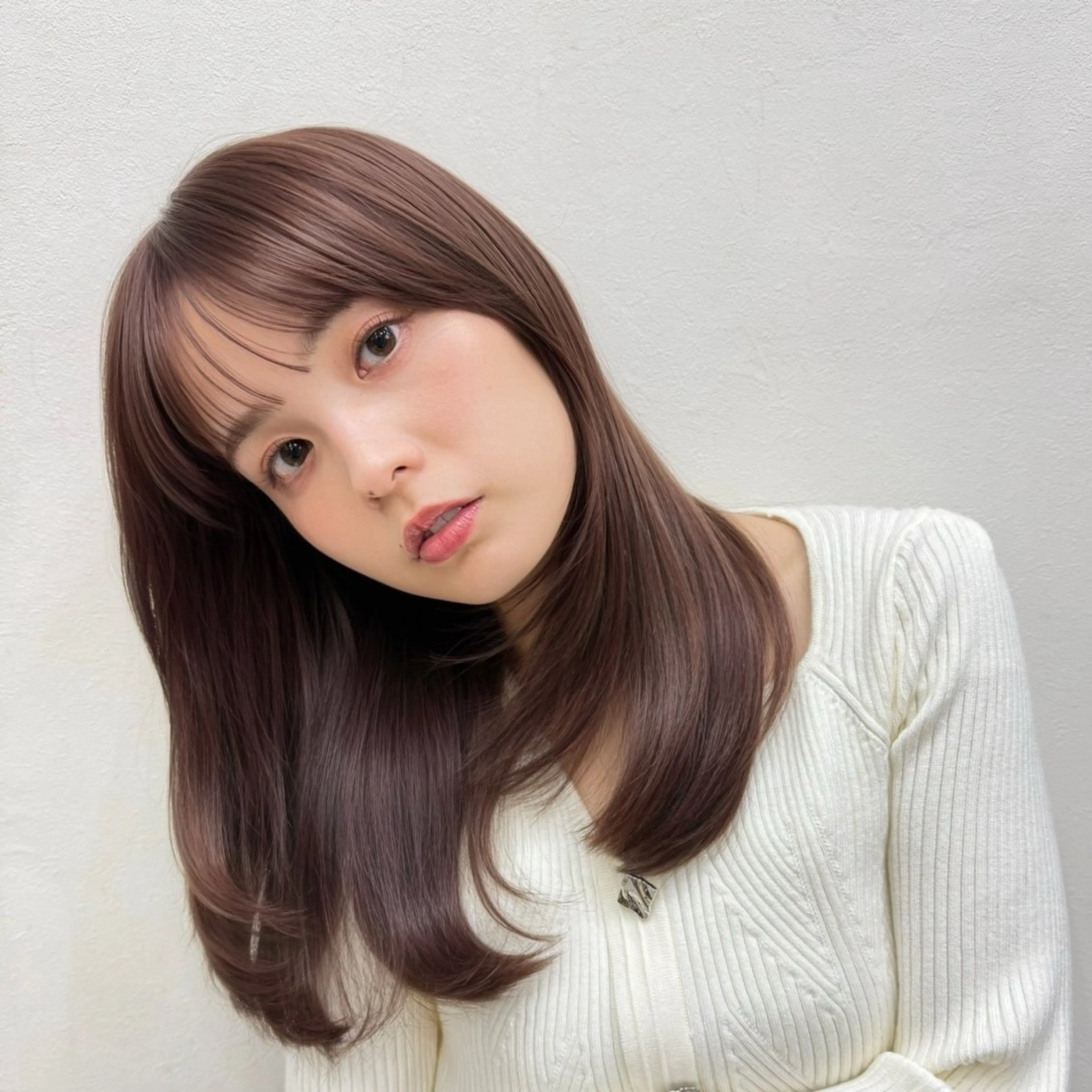 ミディアム カラー パーマ カット トリートメント コテ巻き/パーマ/艶 透明感/荻原凜太郎のヘアスタイル