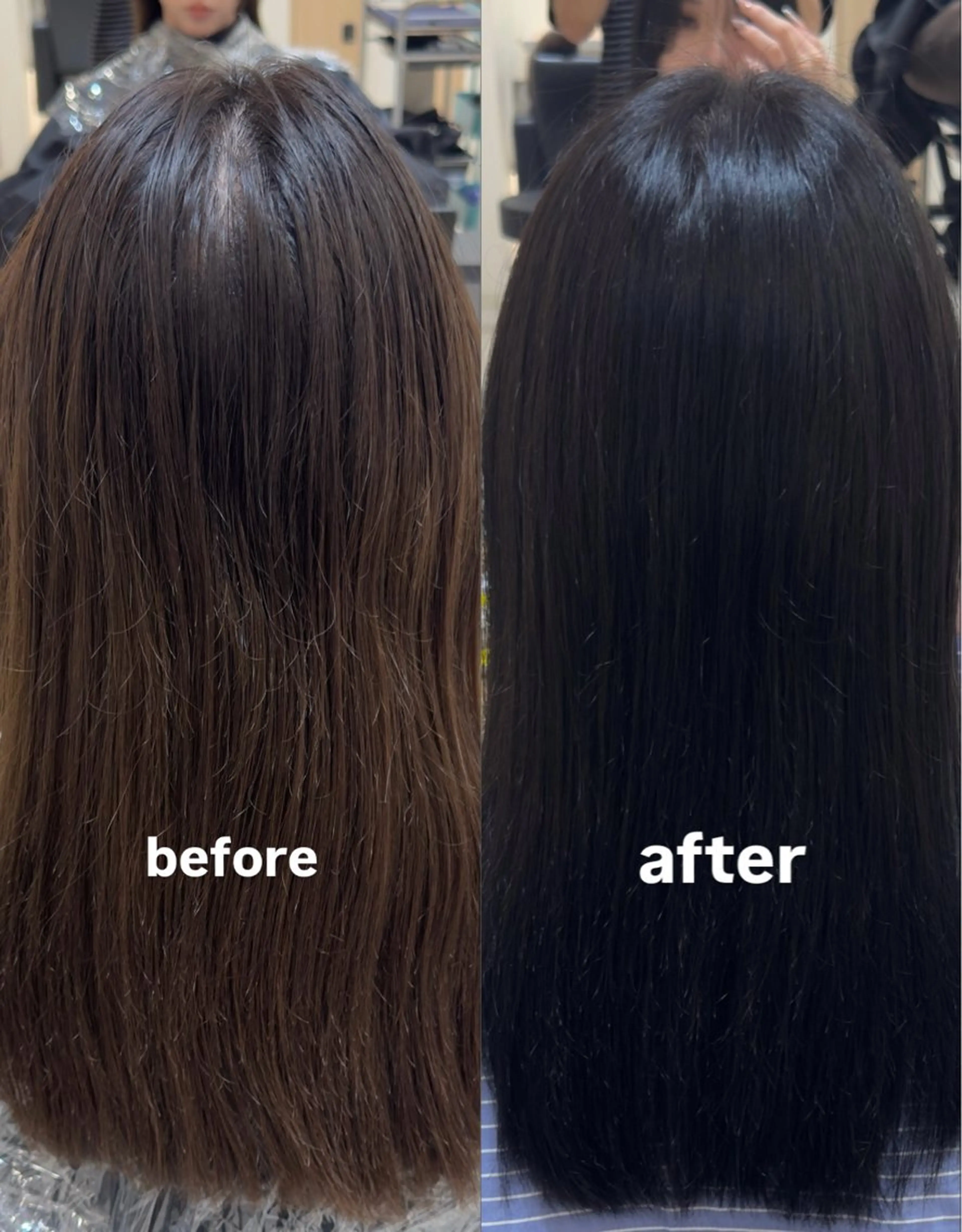 ロング カラー 黒髪 ブリーチ 透明感カラー 韓国風ヘア トリートメント ヘアカラー トリートメント かんた /百道浜・髪質改善のヘアスタイル