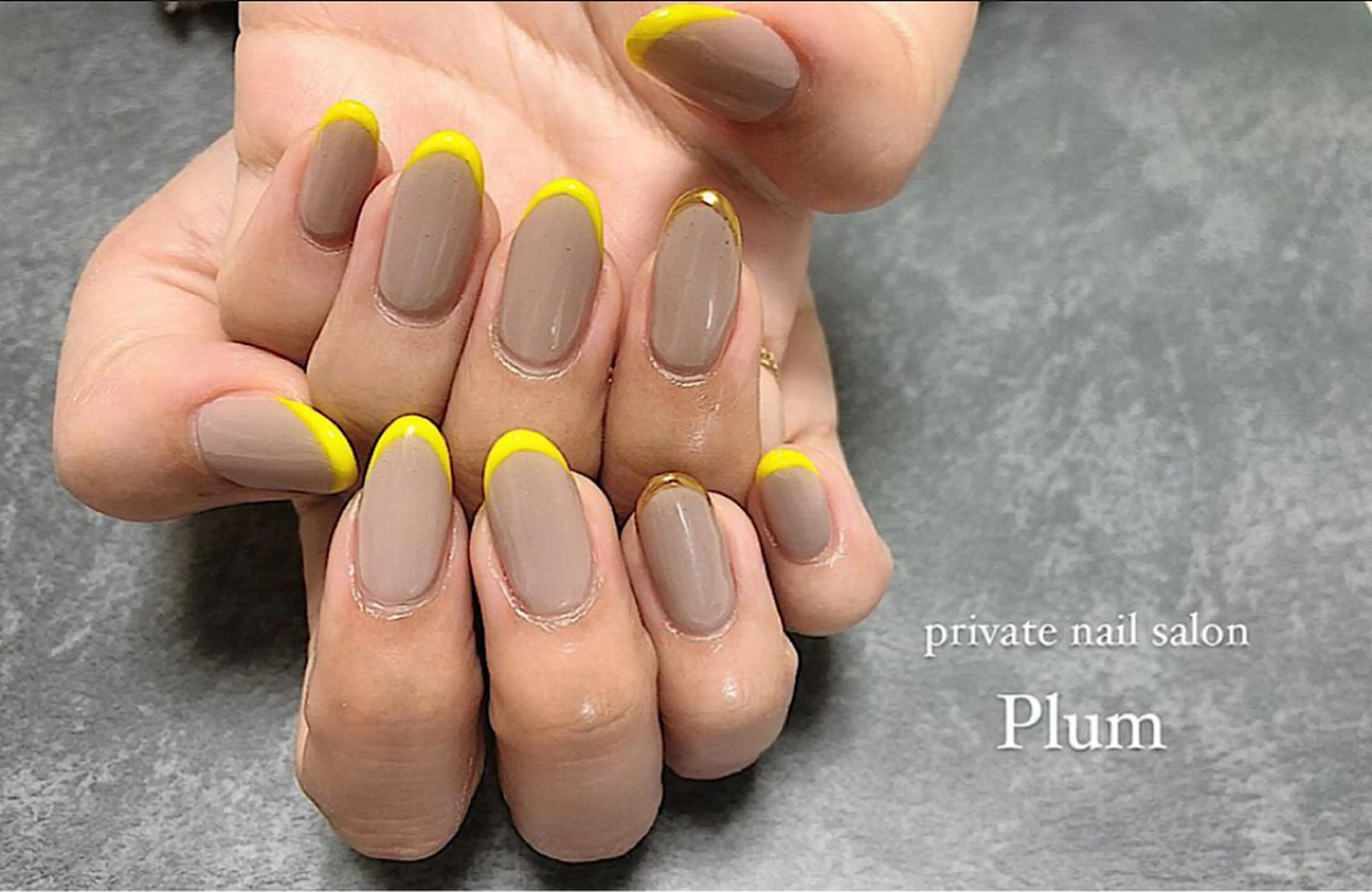 ネイル フレンチネイル 黄色 Plum nailのネイルデザイン