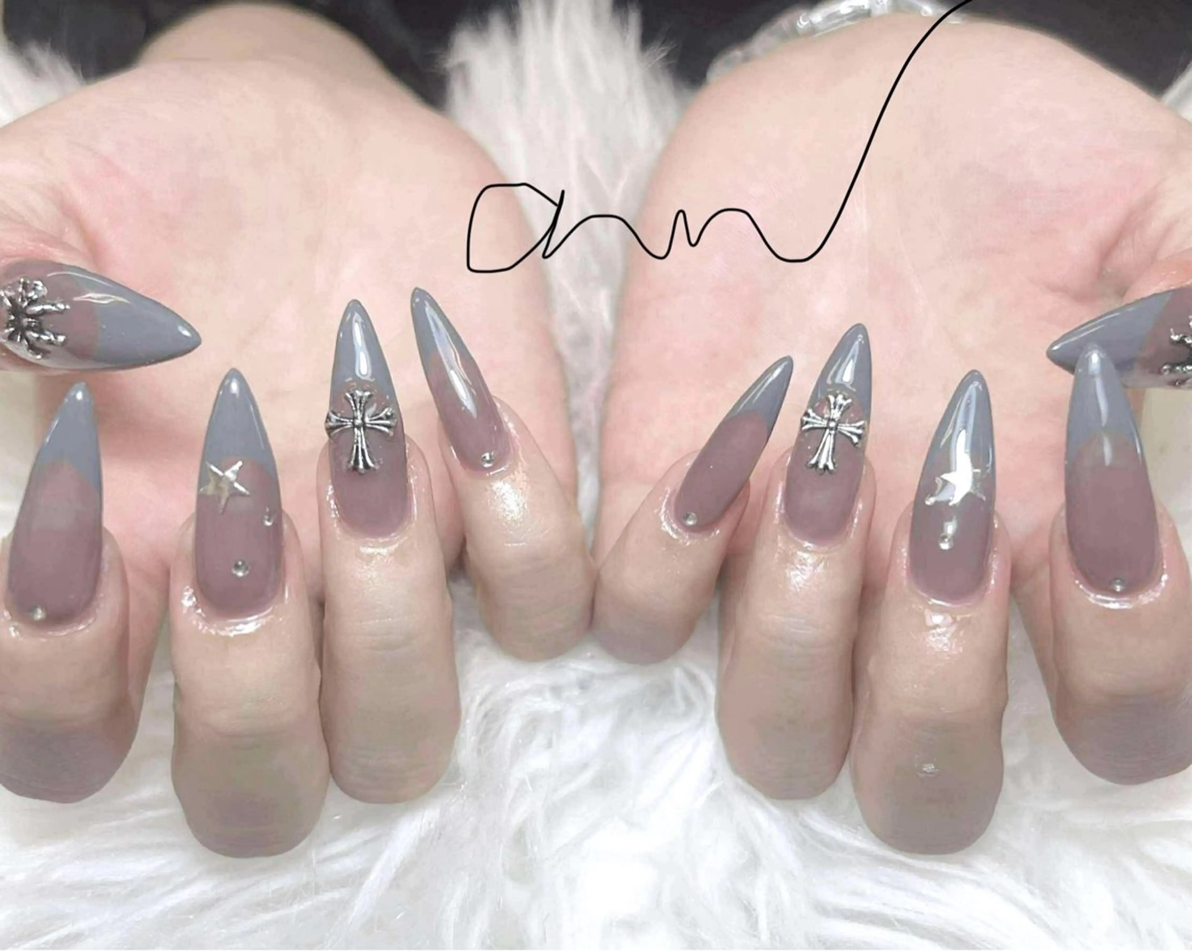 ネイル アートネイル オーロラネイル チークネイル 長さ出し フットネイル ハンドネイル Anh 高田馬場のネイルデザイン