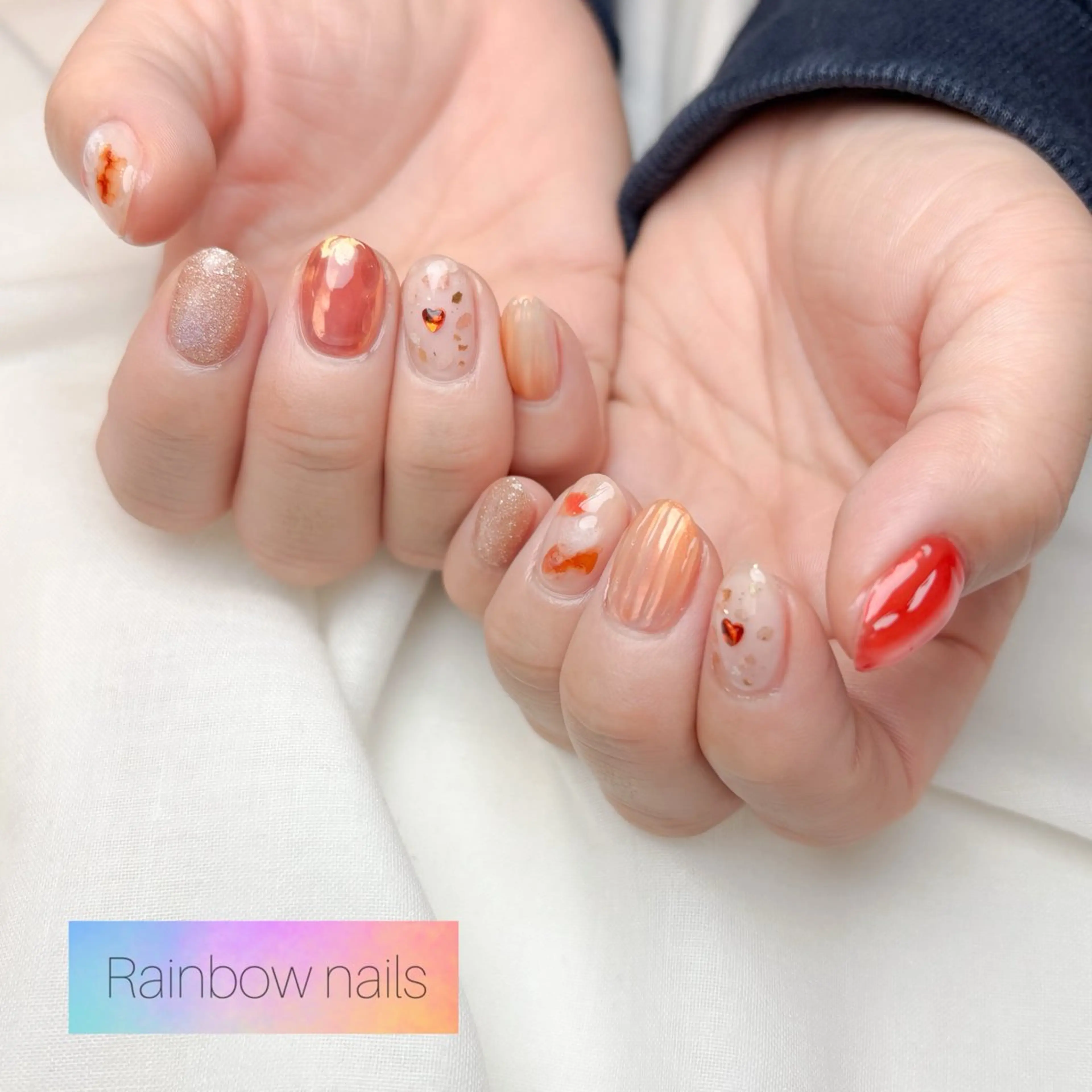 ネイル ハンドネイル Rainbow nailsくろちゃんのネイルデザイン