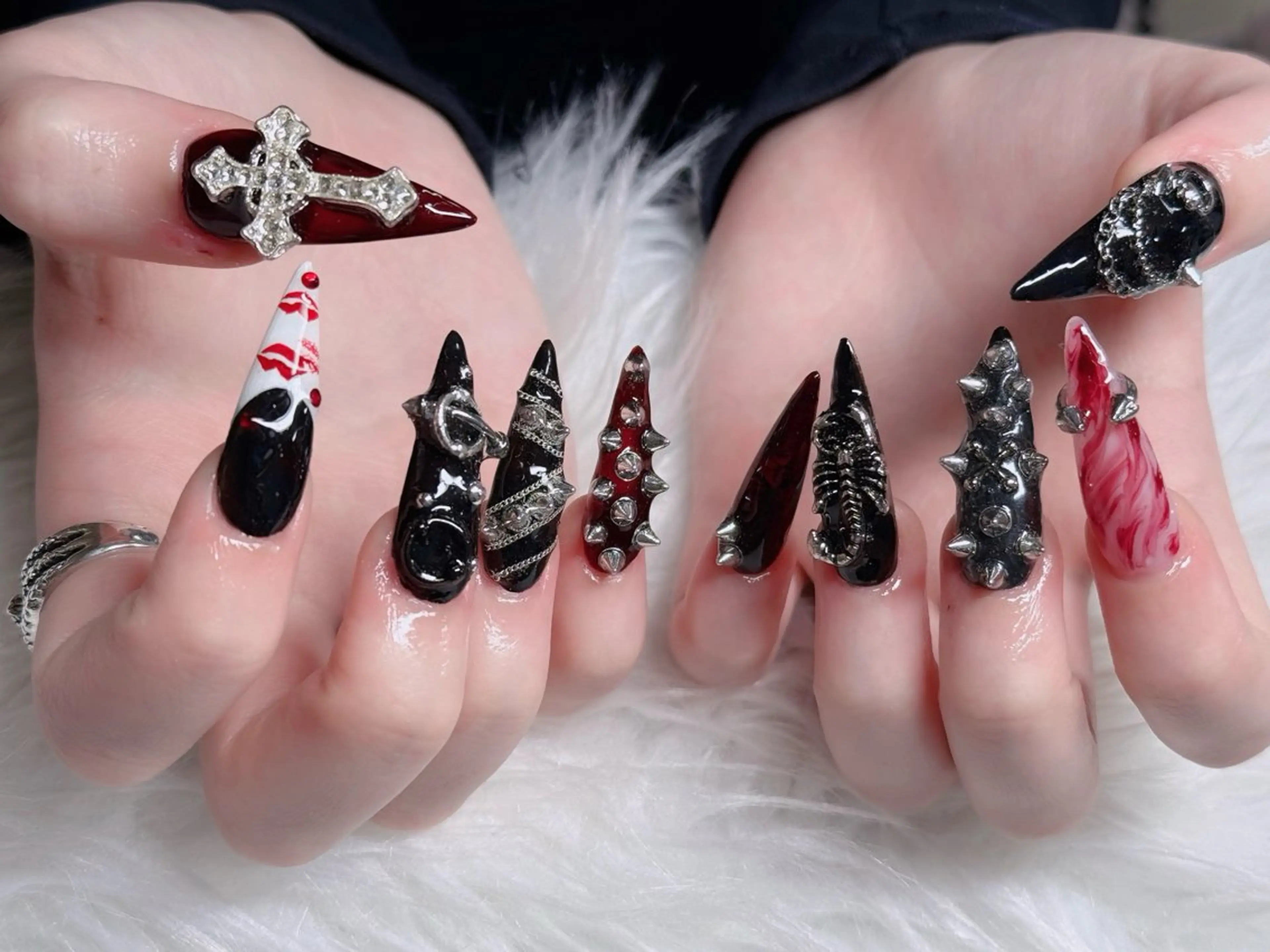 ネイル アートネイル ボルドー フレンチネイル ジェルネイル 氷ネイル・うるうるネイル ハンドネイル H.baby Nail Salonのネイルデザイン