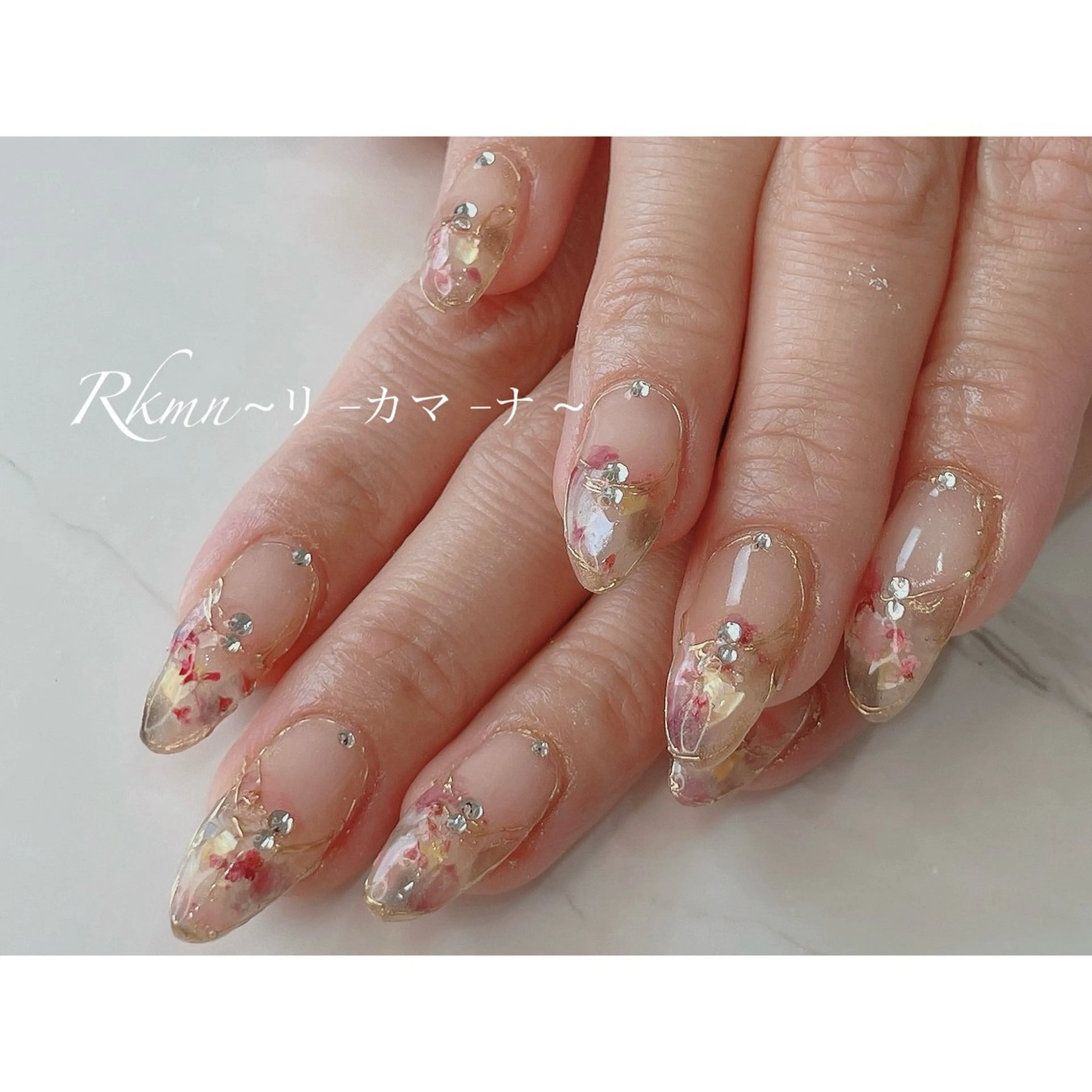 ネイル アートネイル フラワーネイル フレンチネイル ミラーネイル 春ネイル ハンドネイル フットネイル ハンドケア Rkmn ~リ-カマ-ナ~のネイルデザイン