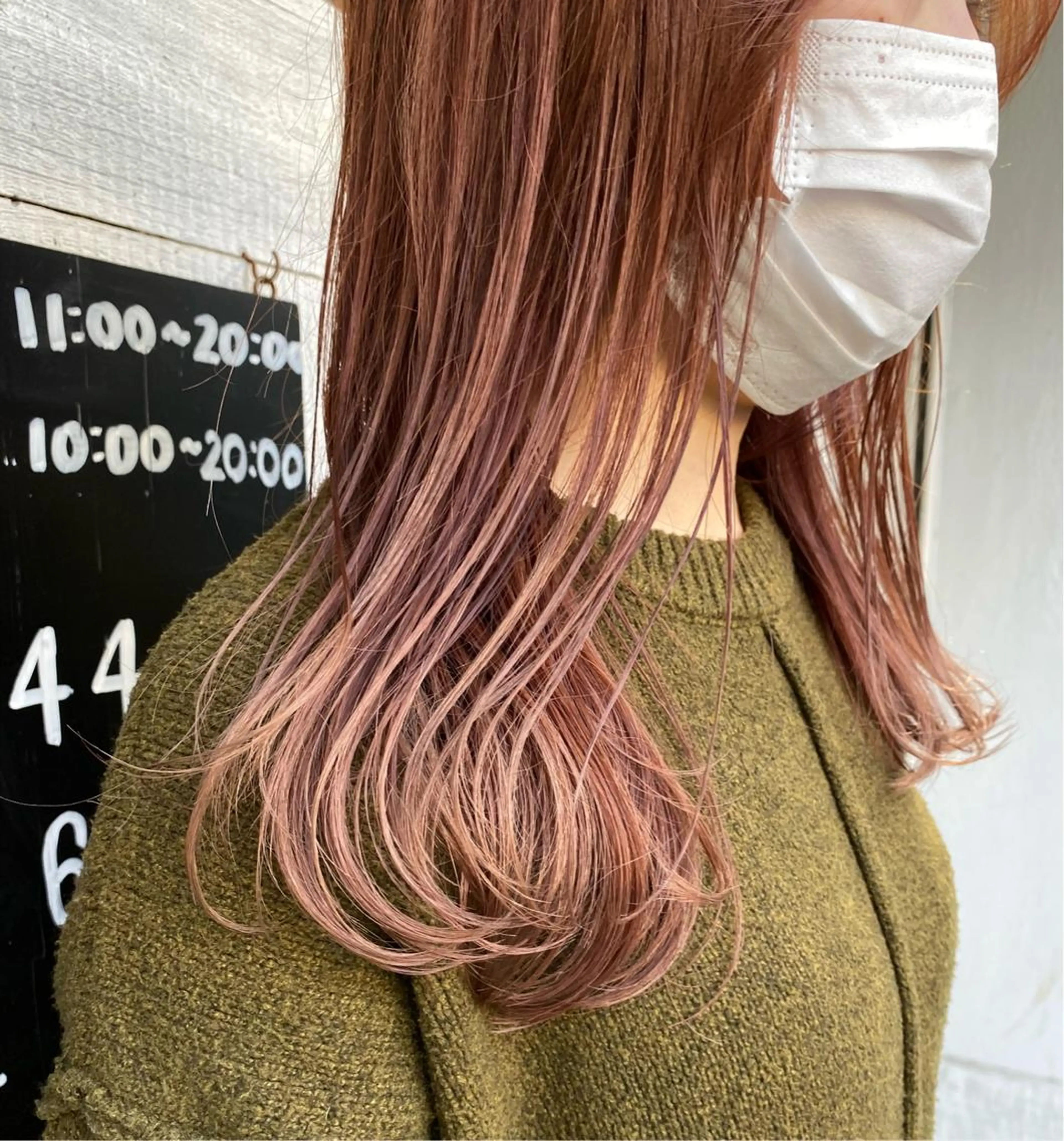 ミディアム カラー オレンジ カット ヘアカラー トリートメント 森貴裕/ベージュ/ パーマ/オリーブのヘアスタイル