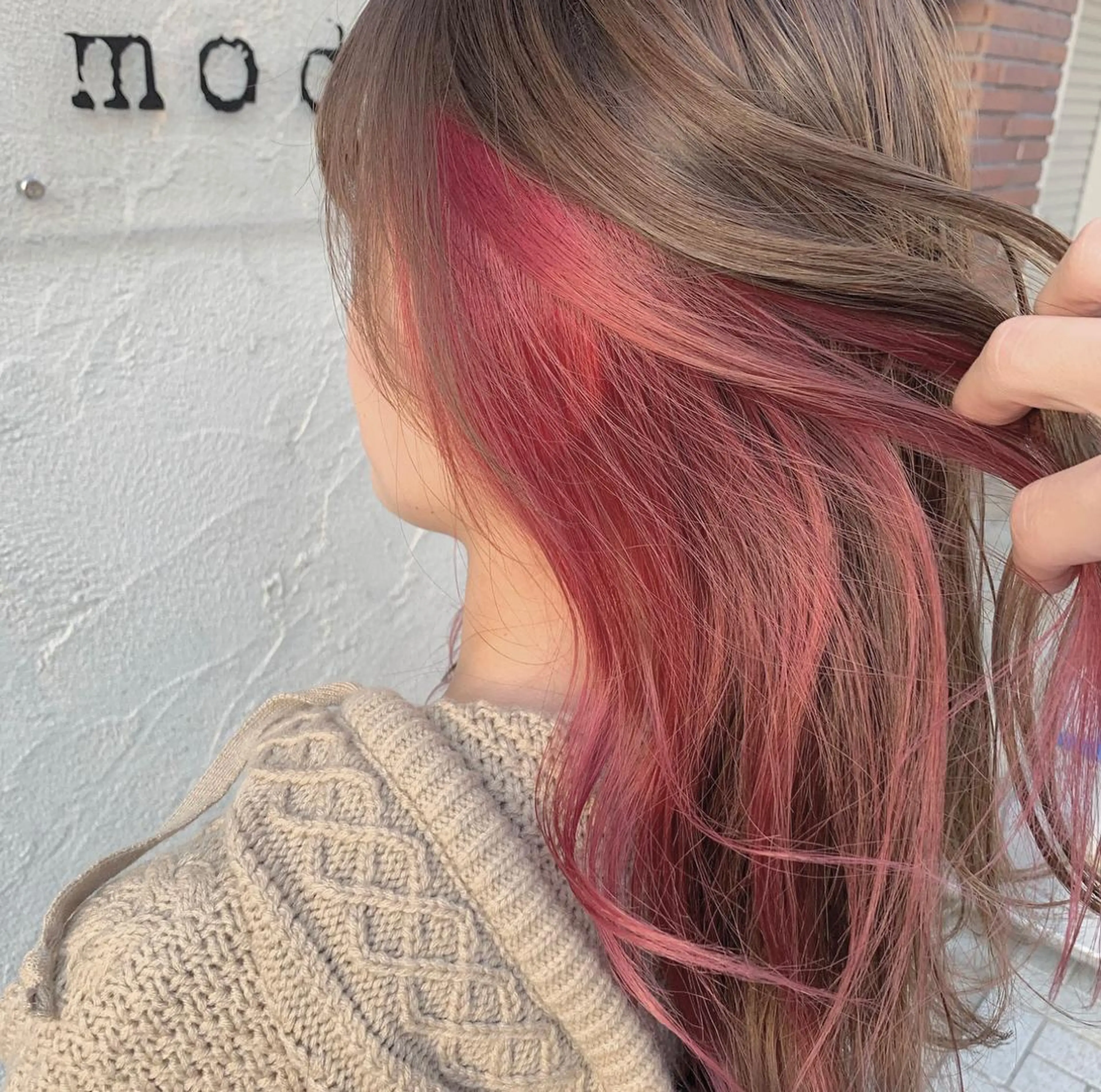 ロング カラー アディクシーカラー アッシュ バレイヤージュ ミストバング ベージュカラー ヘアカラー トリートメント ヘアセット 髪質改善色素改善特化 keiのヘアスタイル