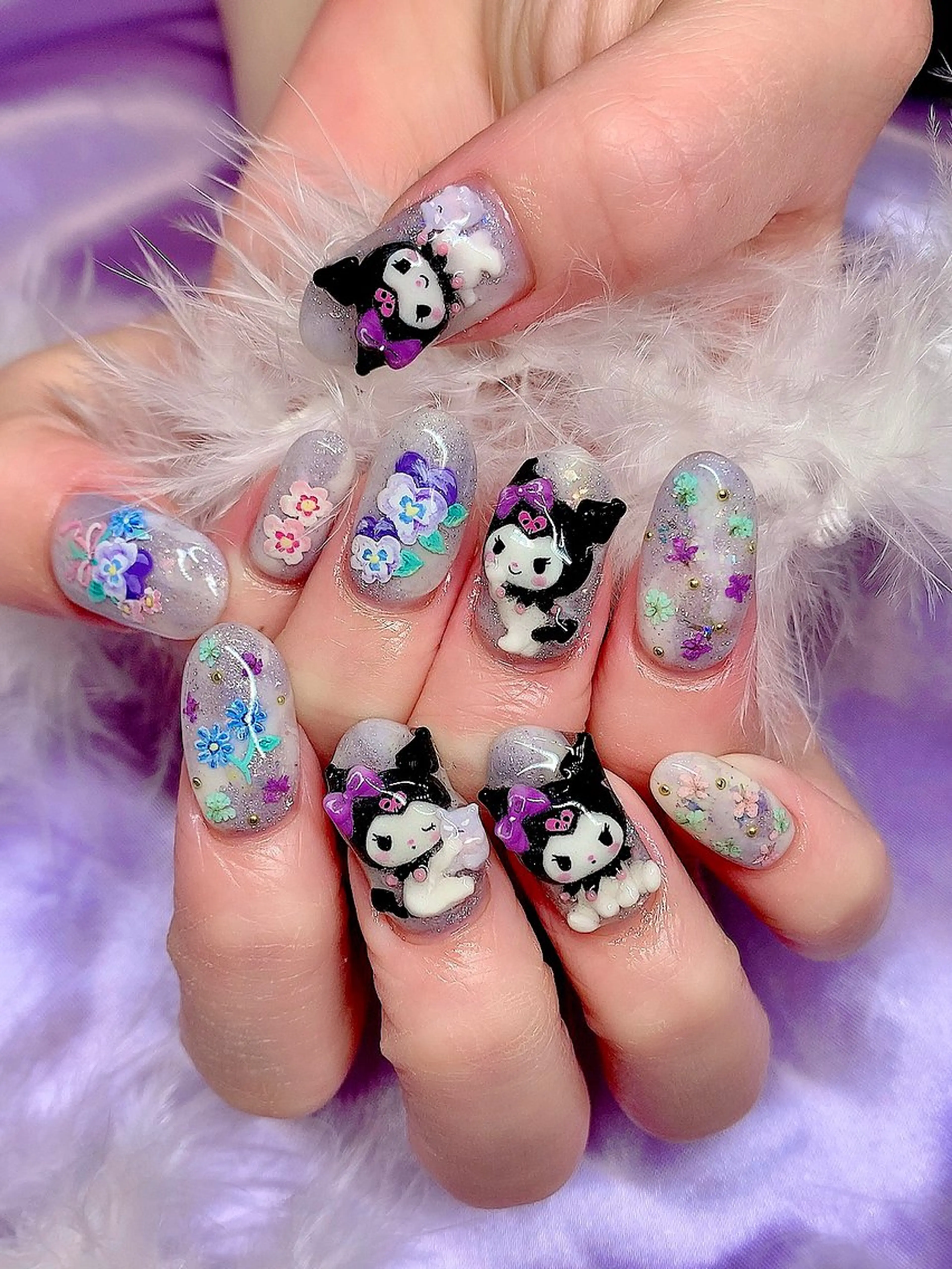 ネイル アートネイル キラキラネイル 韓国ネイル 持ち込み ストーンネイル シェアサロンLei.g(レイジー)所属・3Dアートネイル💗 都築レナのネイルデザイン