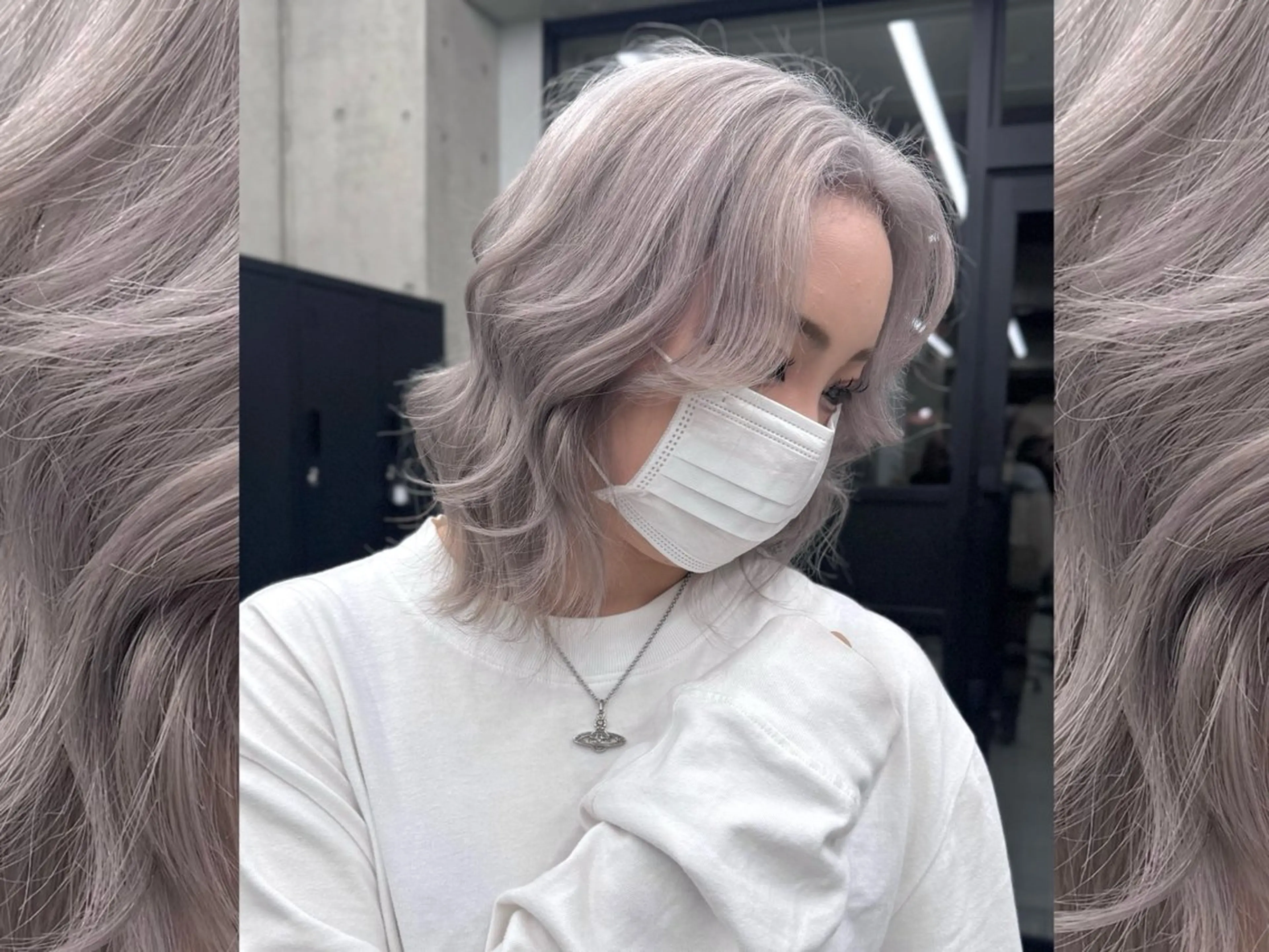 ミディアム カラー ブリーチ 齋藤 梨乃のヘアスタイル