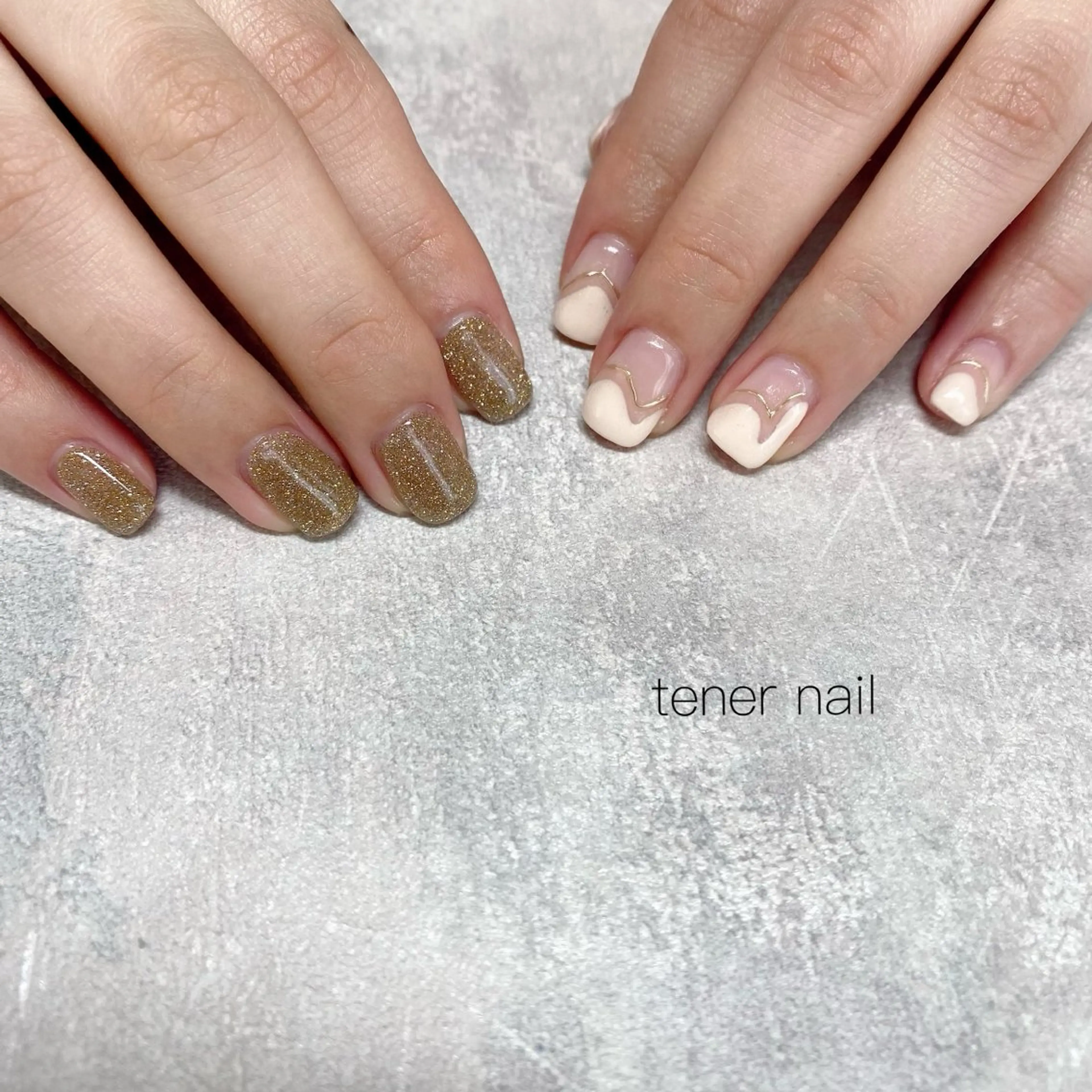 ネイル フラッシュネイル フレンチネイル ラメ(グリッター) ハンドネイル テネルネイル tener nailのネイルデザイン