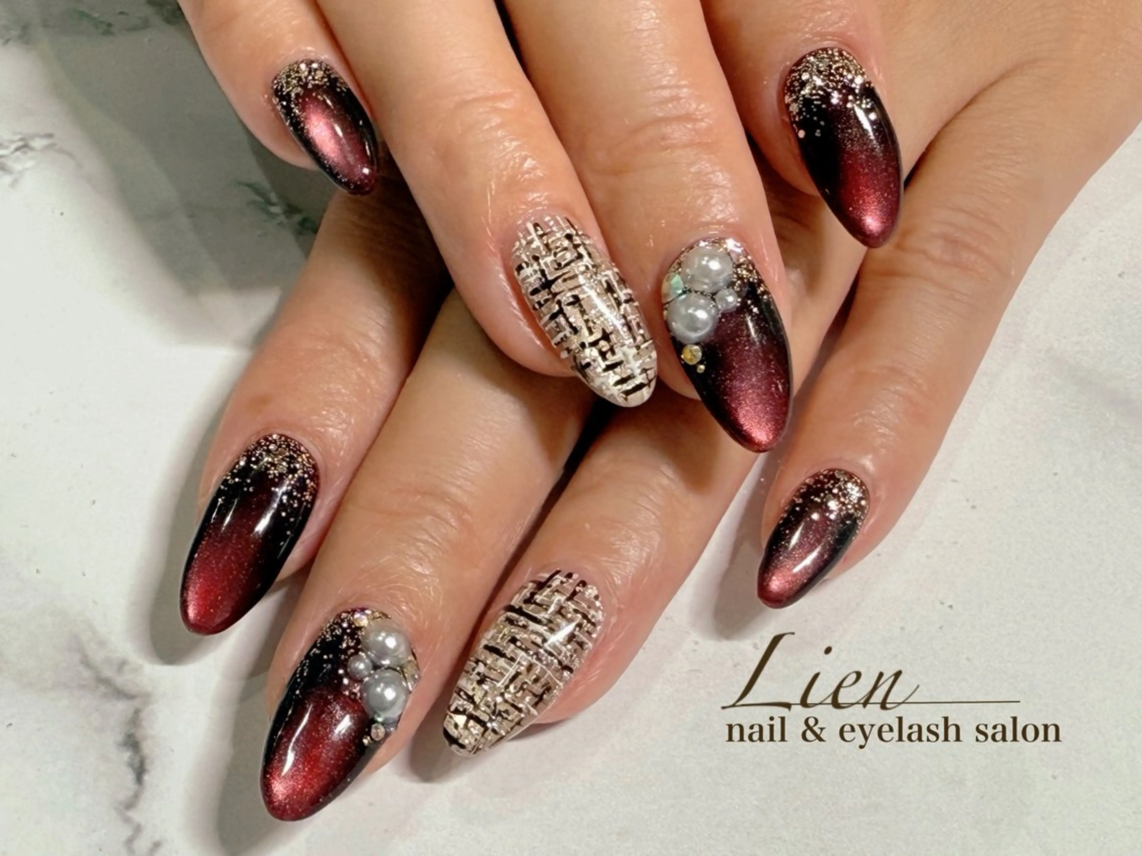 ネイル 長さ出し フットネイル フレンチネイル ジェルネイル ガラスフレンチ ハンドネイル Lien(リアン) 銀座駅6分のネイルデザイン