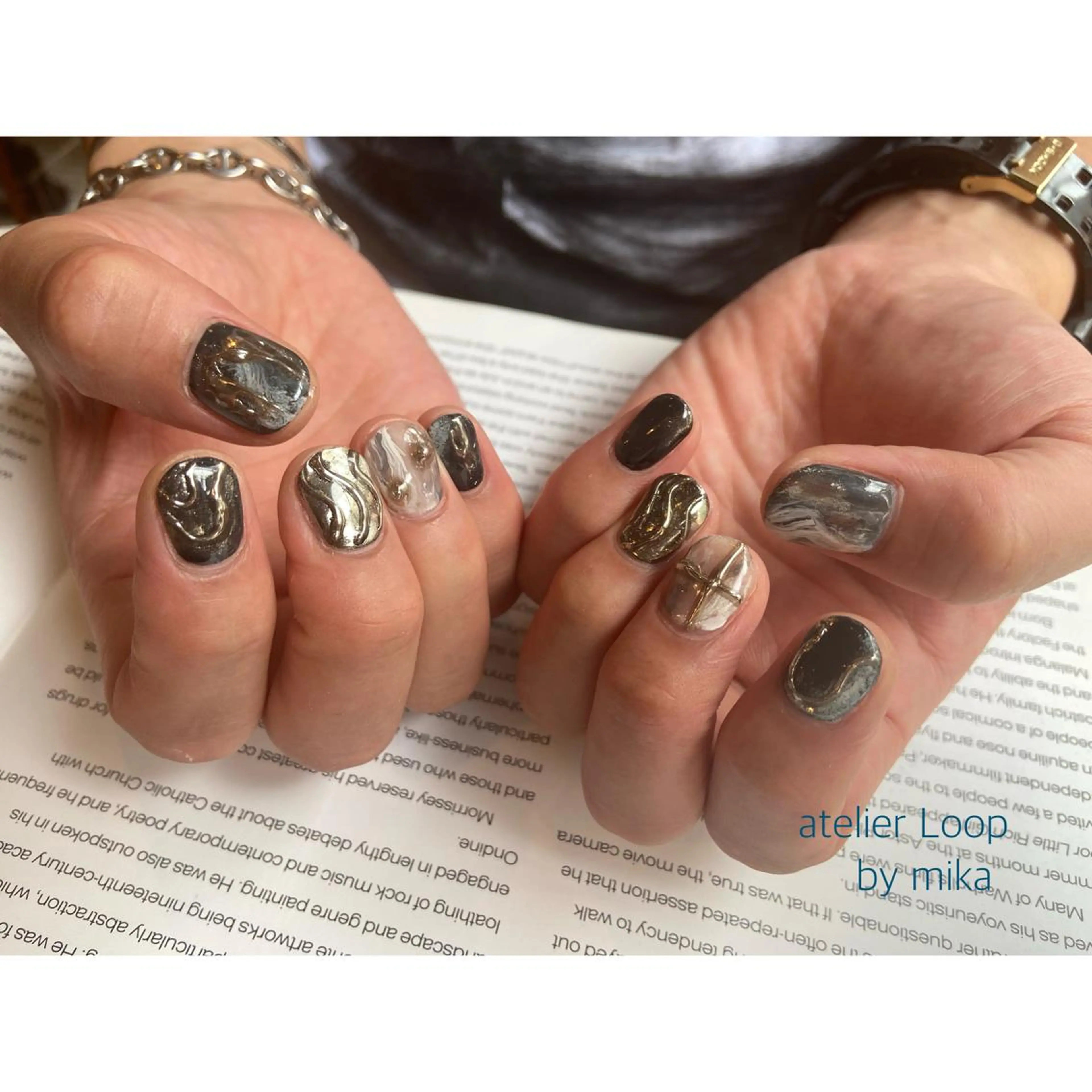 ネイル メンズネイル ミラーネイル ニュアンスネイル ハンドネイル atelier Loop♪MIKAのネイルデザイン