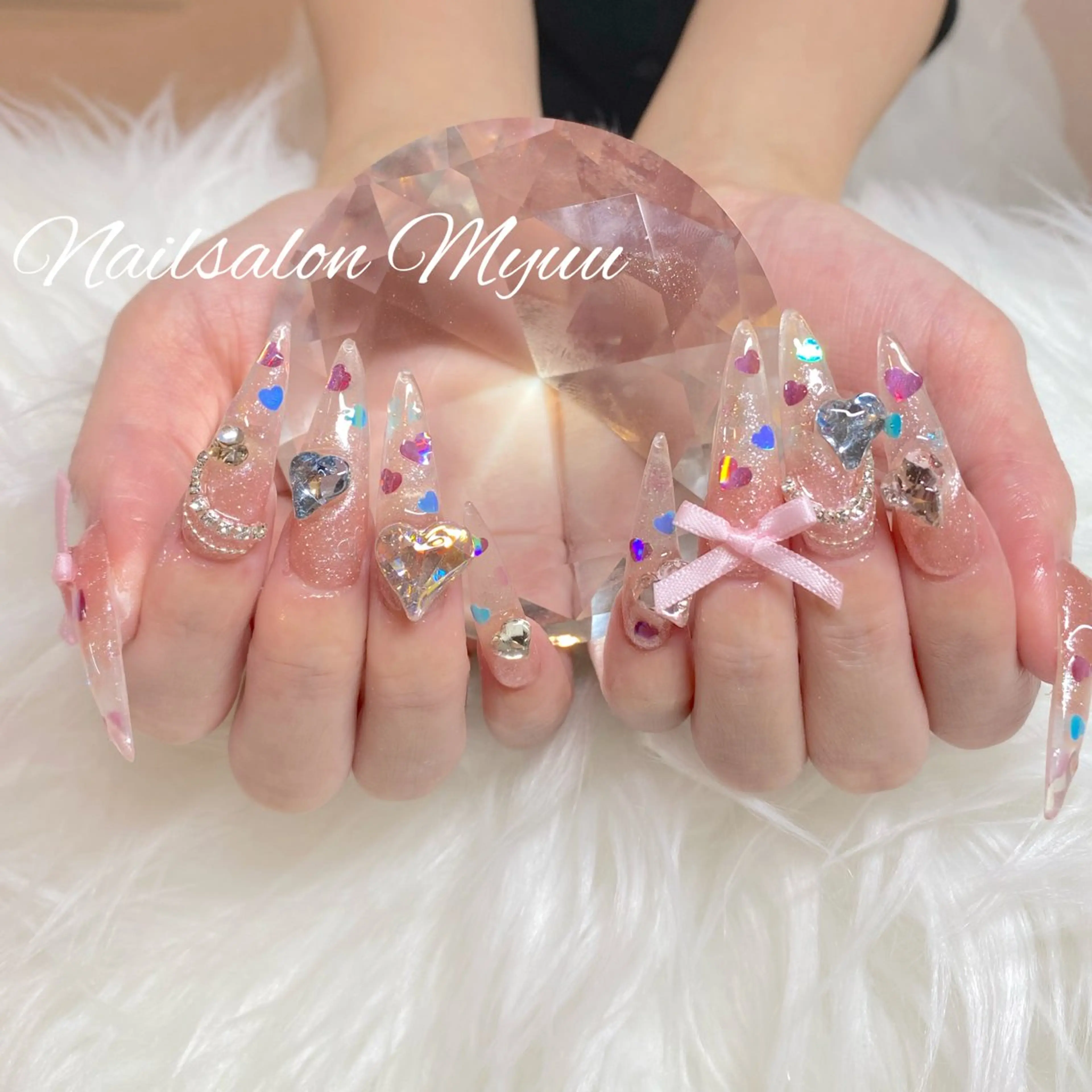ネイル クリアネイル ロングネイル 持ち込み スカルプネイル ネイルチップ ハンドネイル Nailsalon Myuu笠原のネイルデザイン