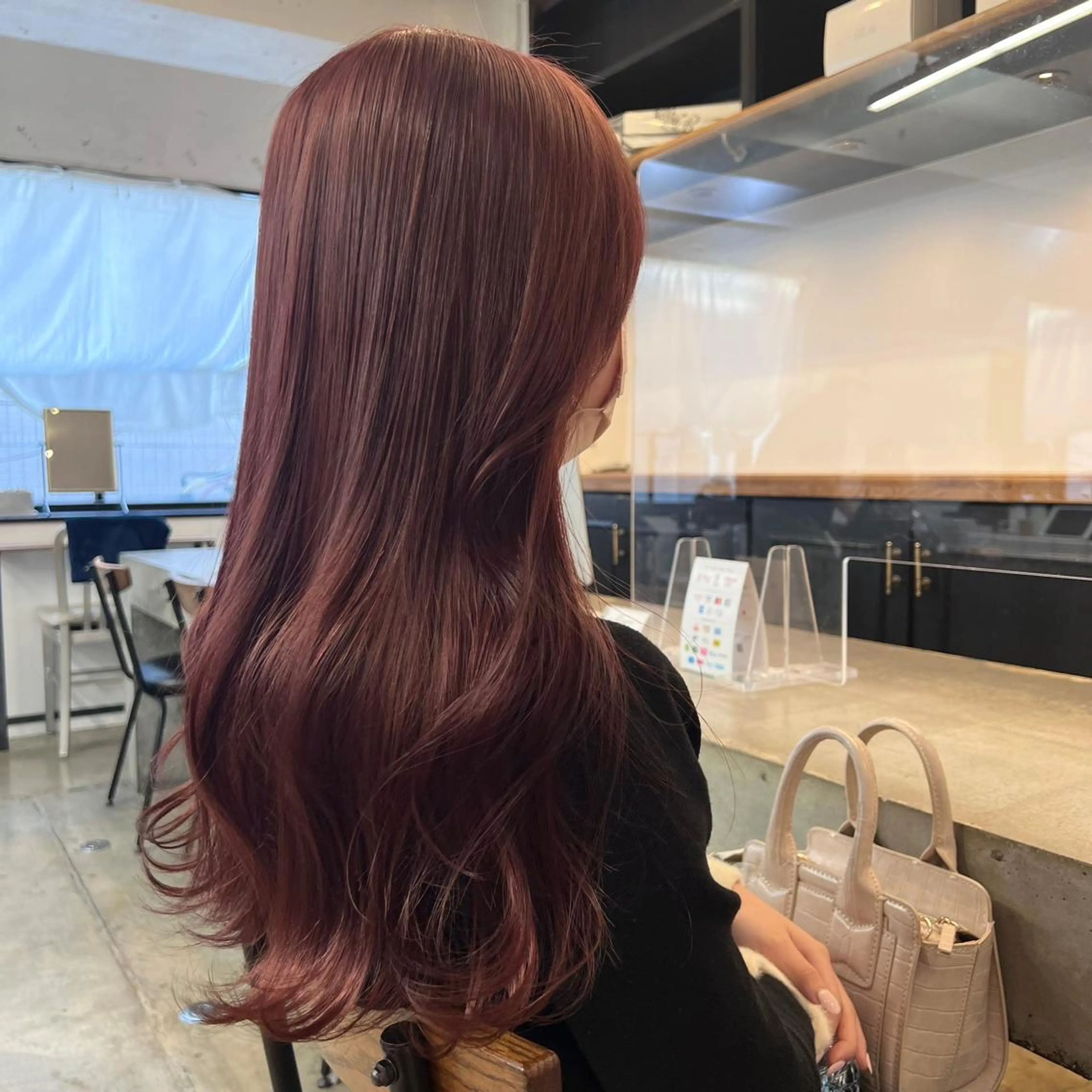 ロング ヘアカラー トリートメント 🌷ラベンダーピンク 顔まわり🌷ねいろのヘアスタイル