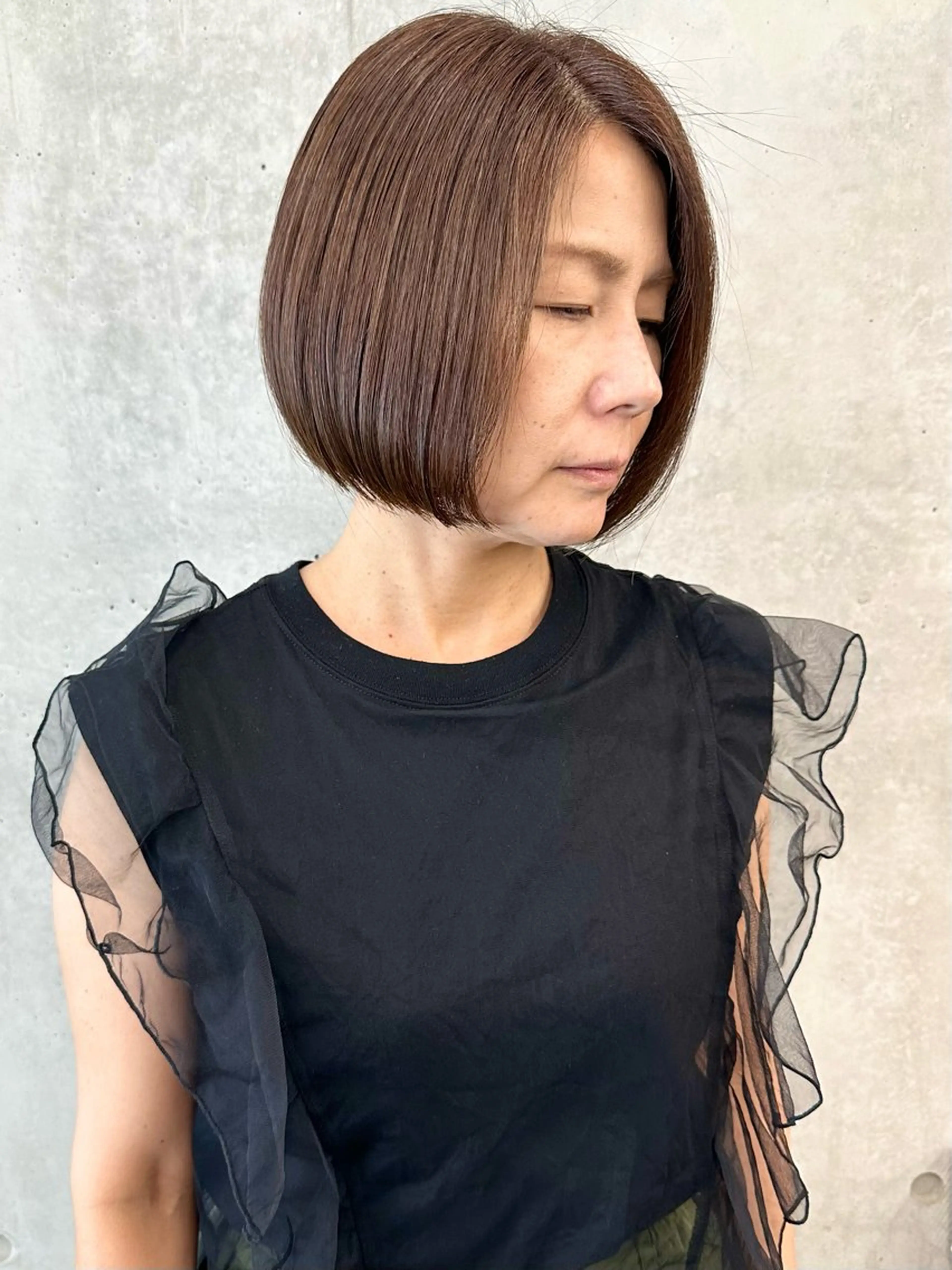 ミディアム カラー カット ヘッドスパ ボブ/ゆるふわ ボブパーマ/とういのヘアスタイル