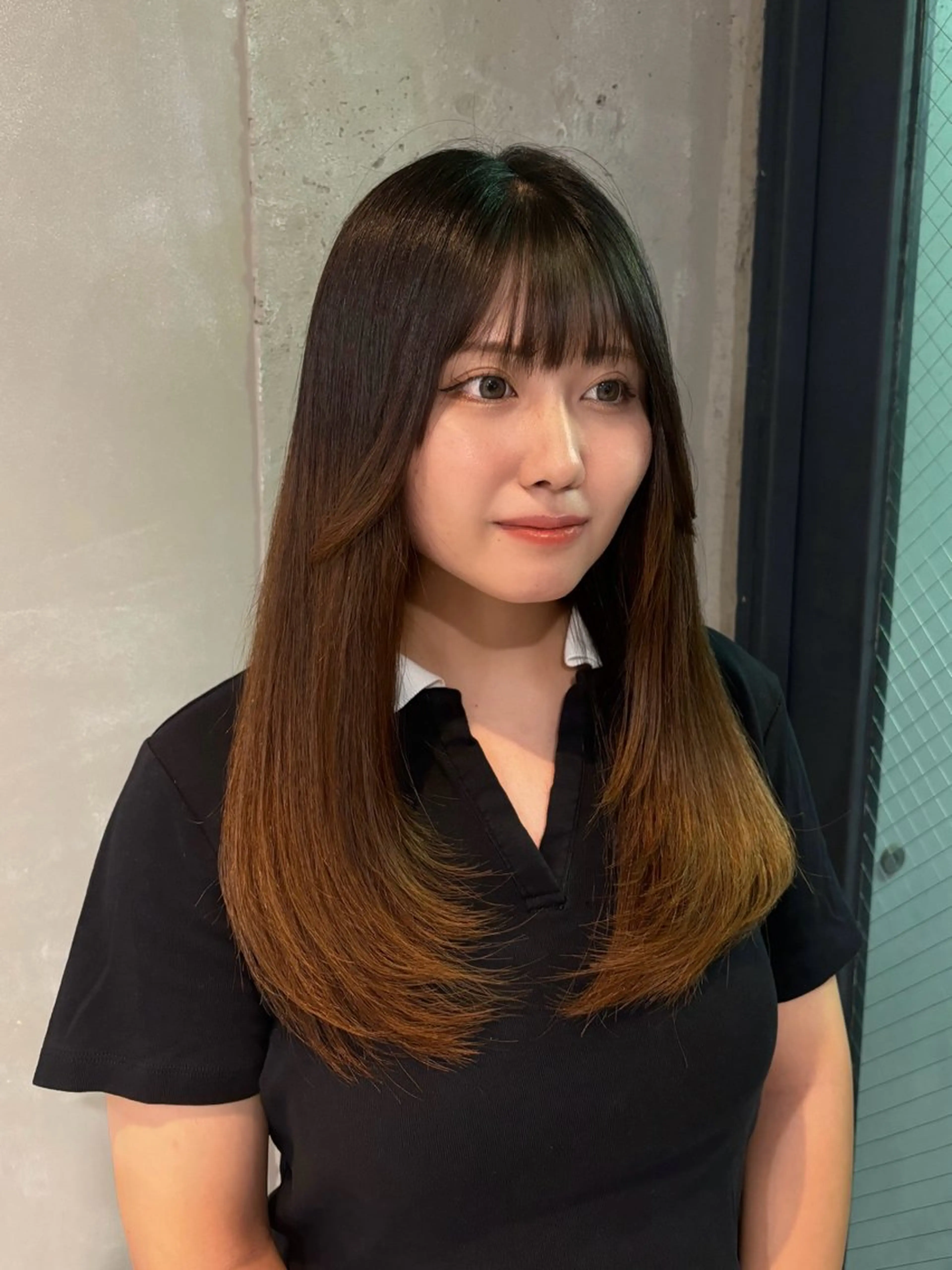 ロング 縮毛矯正 岩間 ゆいこのヘアスタイル