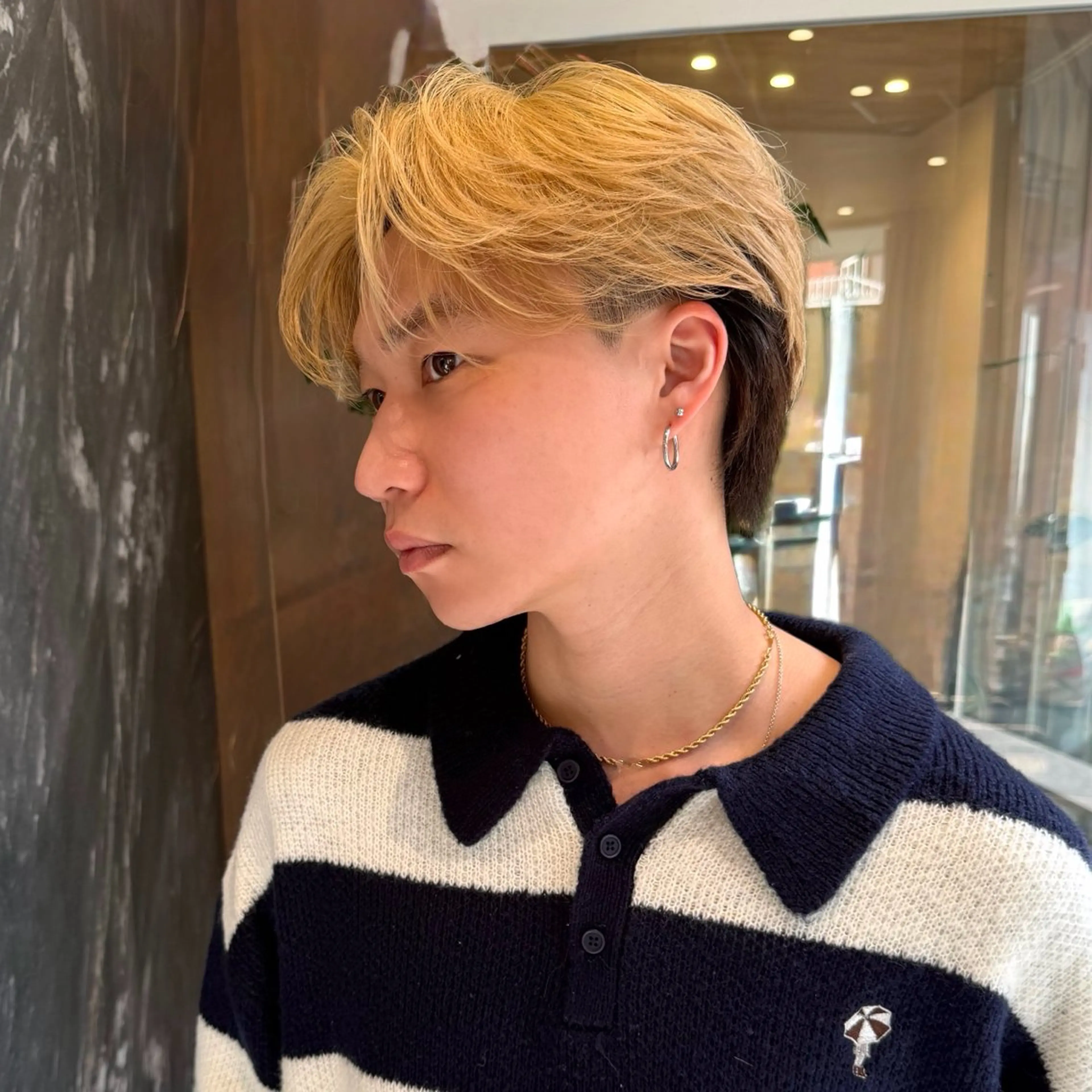 ミディアム カラー メンズ センターパート ブラウンカラー ミルクティーブラウン 💈原宿指名No.1 センターパート💈のヘアスタイル