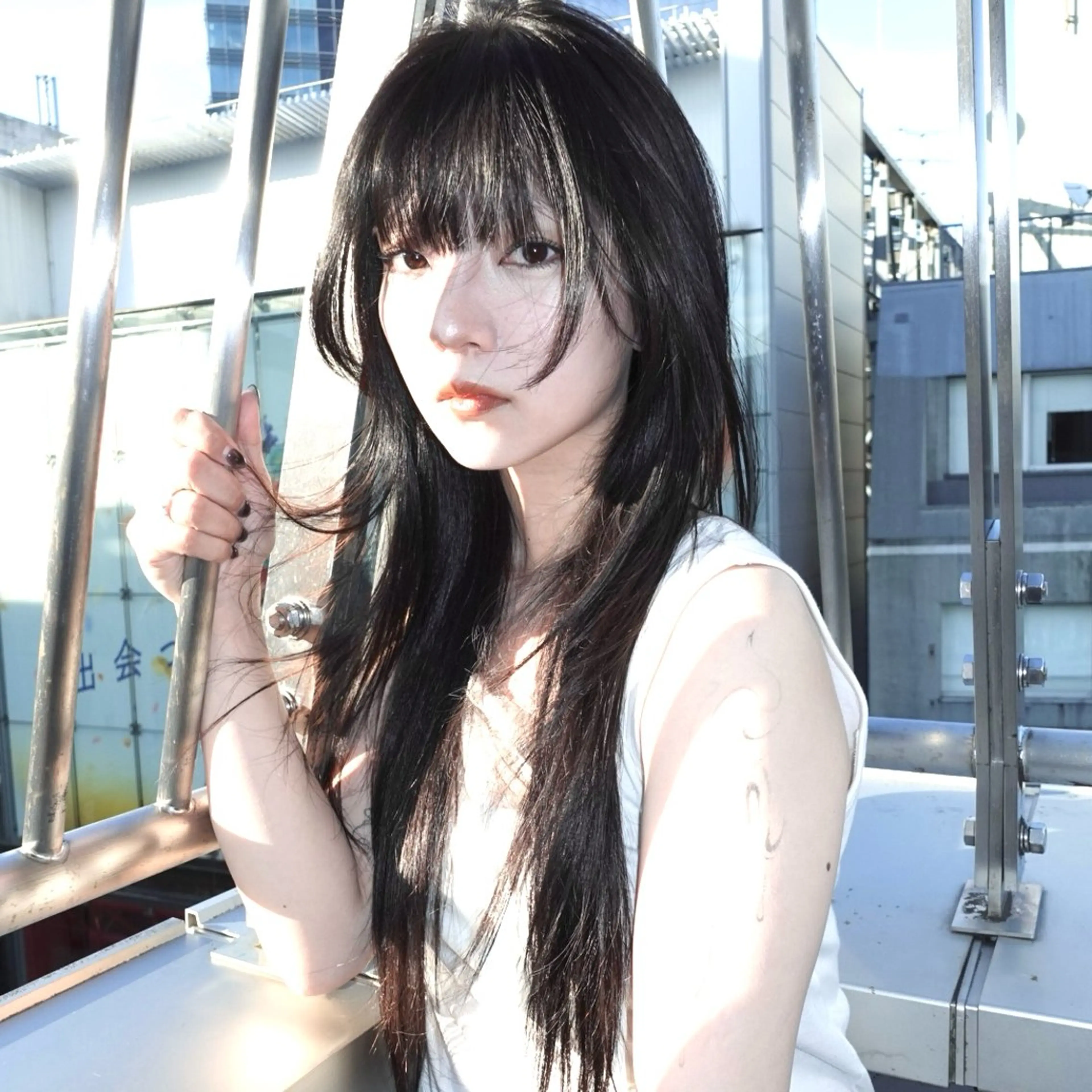 カラー パーマ 黒髪 ブラウンカラー 透明感カラー パーマ 縮毛矯正 momo もものヘアスタイル