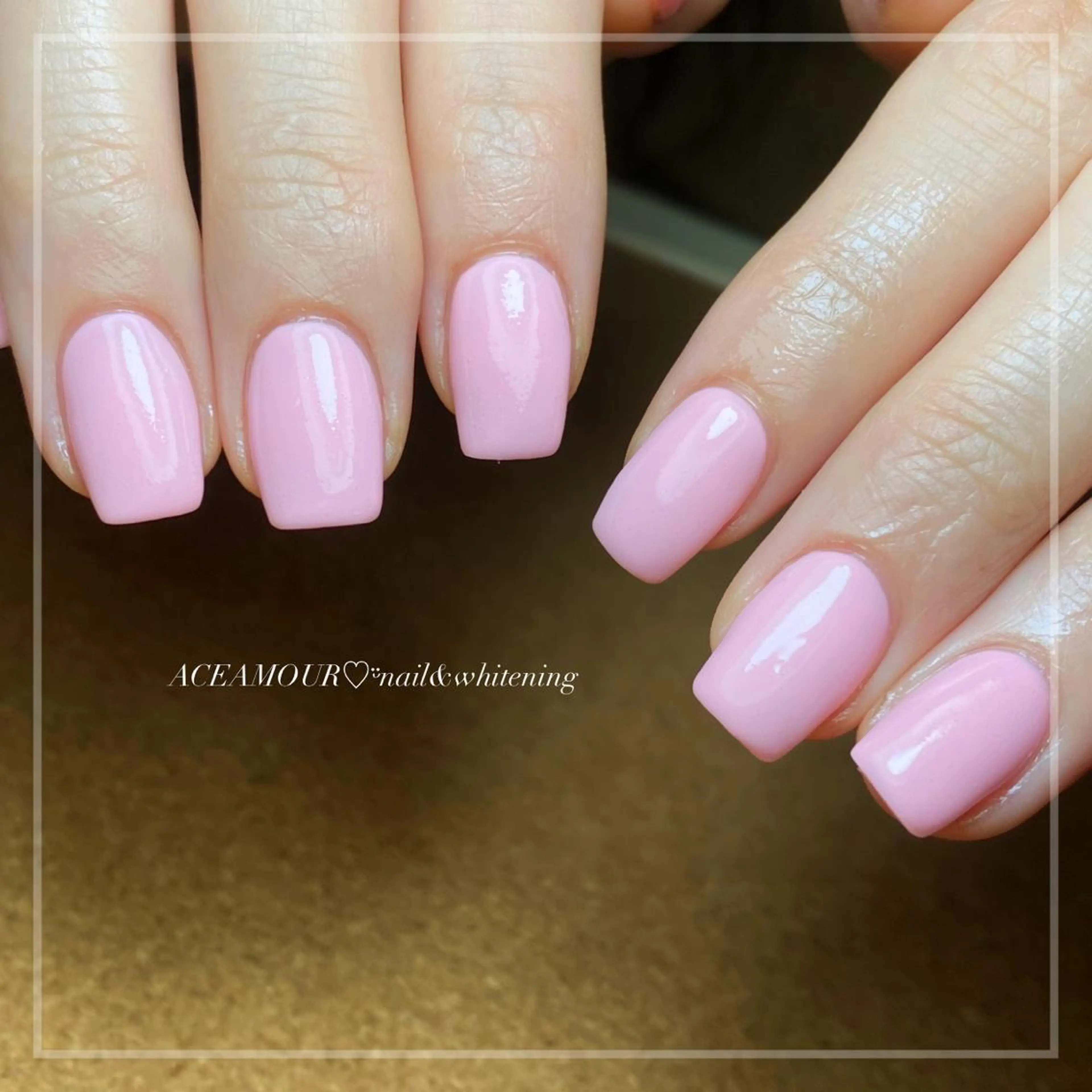 ネイル ワンカラーネイル ピンク ネイル/耳つぼ /新ホワイトニングのネイルデザイン