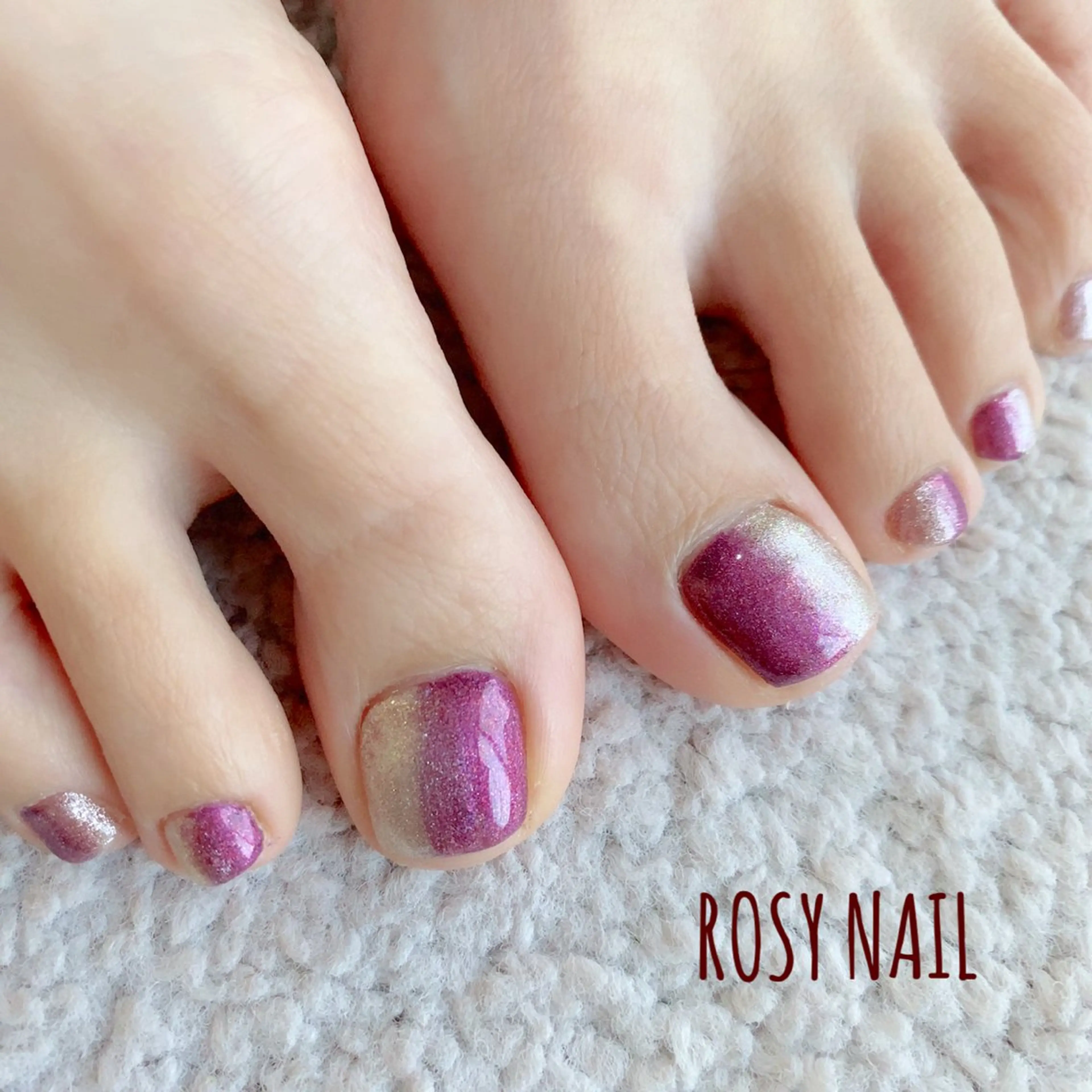 ネイル グラデーション マグネットネイル パープル シルバー ROSY NAIL ロージーネイルのネイルデザイン