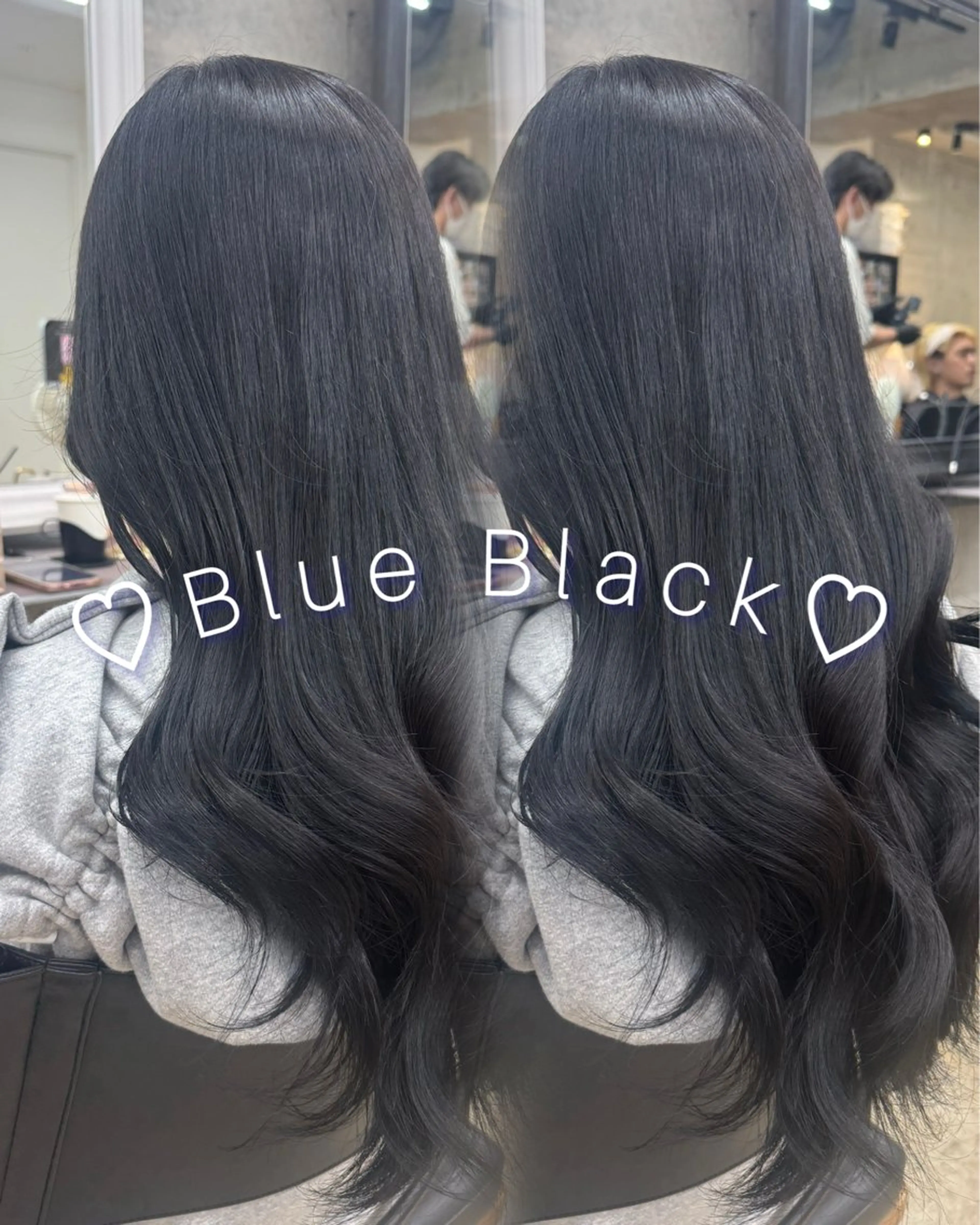 ロング カラー 黒髪 ブルーカラー ブルーブラック 透明感カラー ヘアカラー トリートメント 高橋 美羽のヘアスタイル