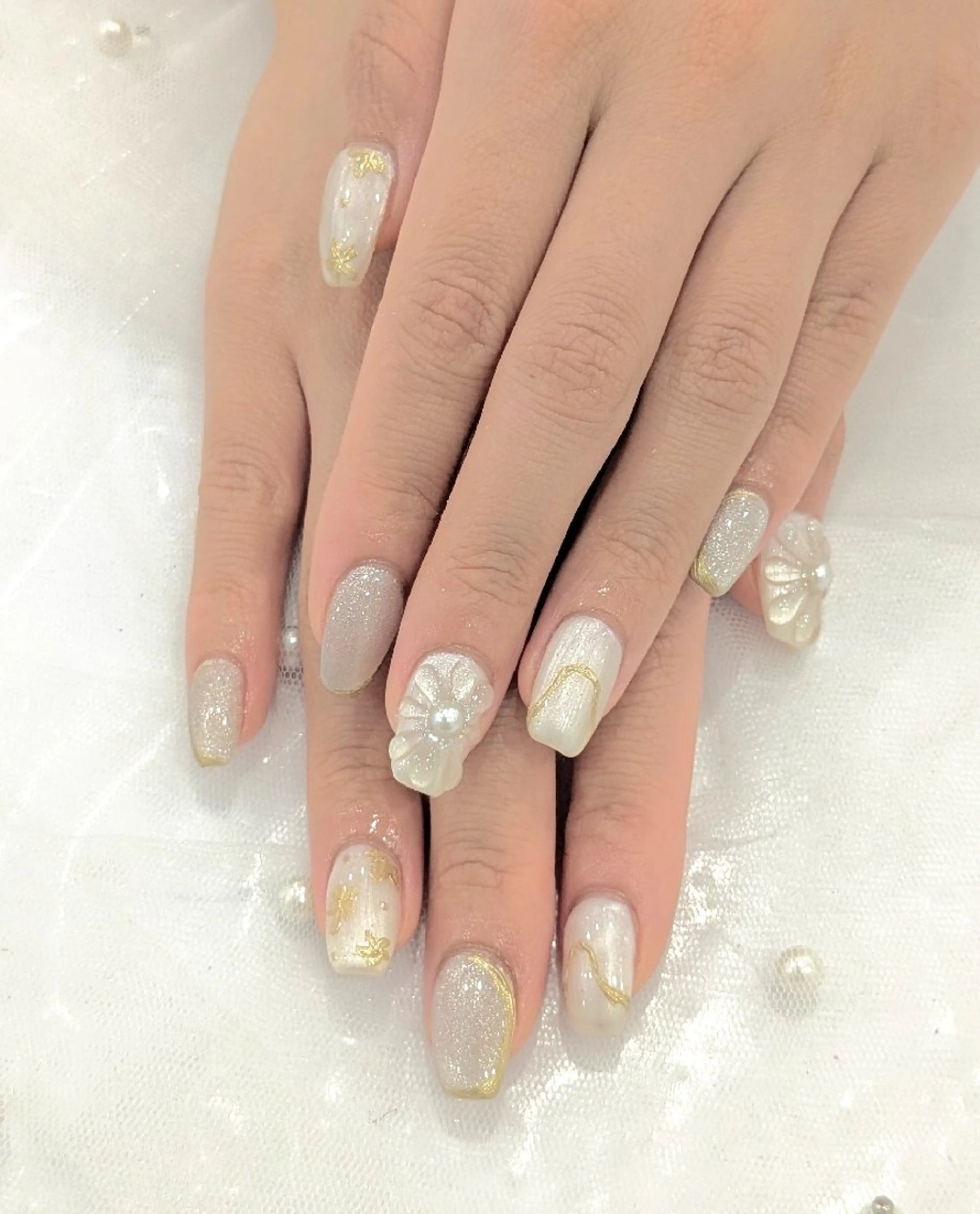 ネイル ブライダルネイル Lily nail 船橋 yuki🍒のネイルデザイン