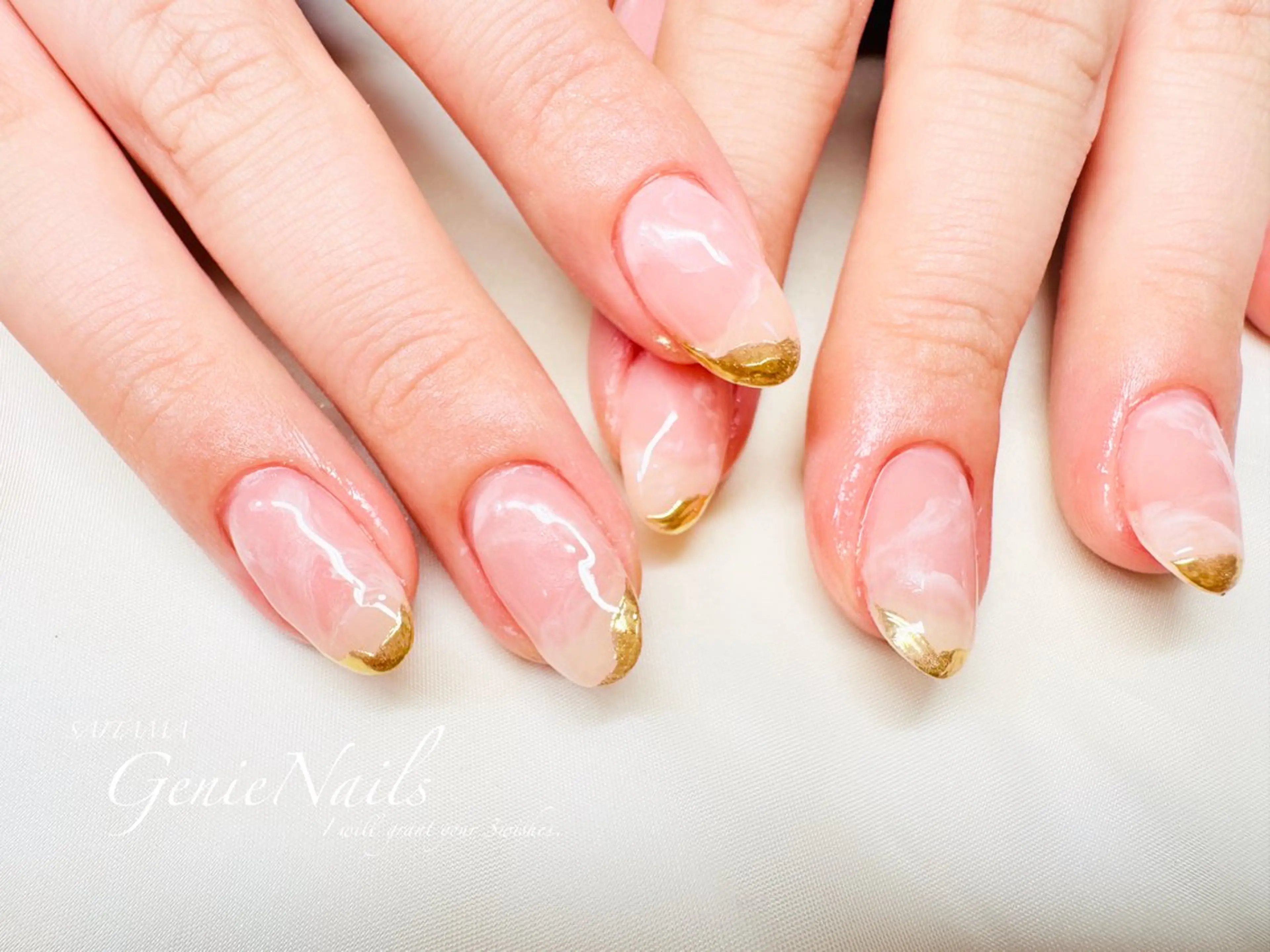 メンズ ネイル アートネイル 長さ出し 氷ネイル・うるうるネイル ロングネイル 持ち込み Genie Nailsのネイルデザイン