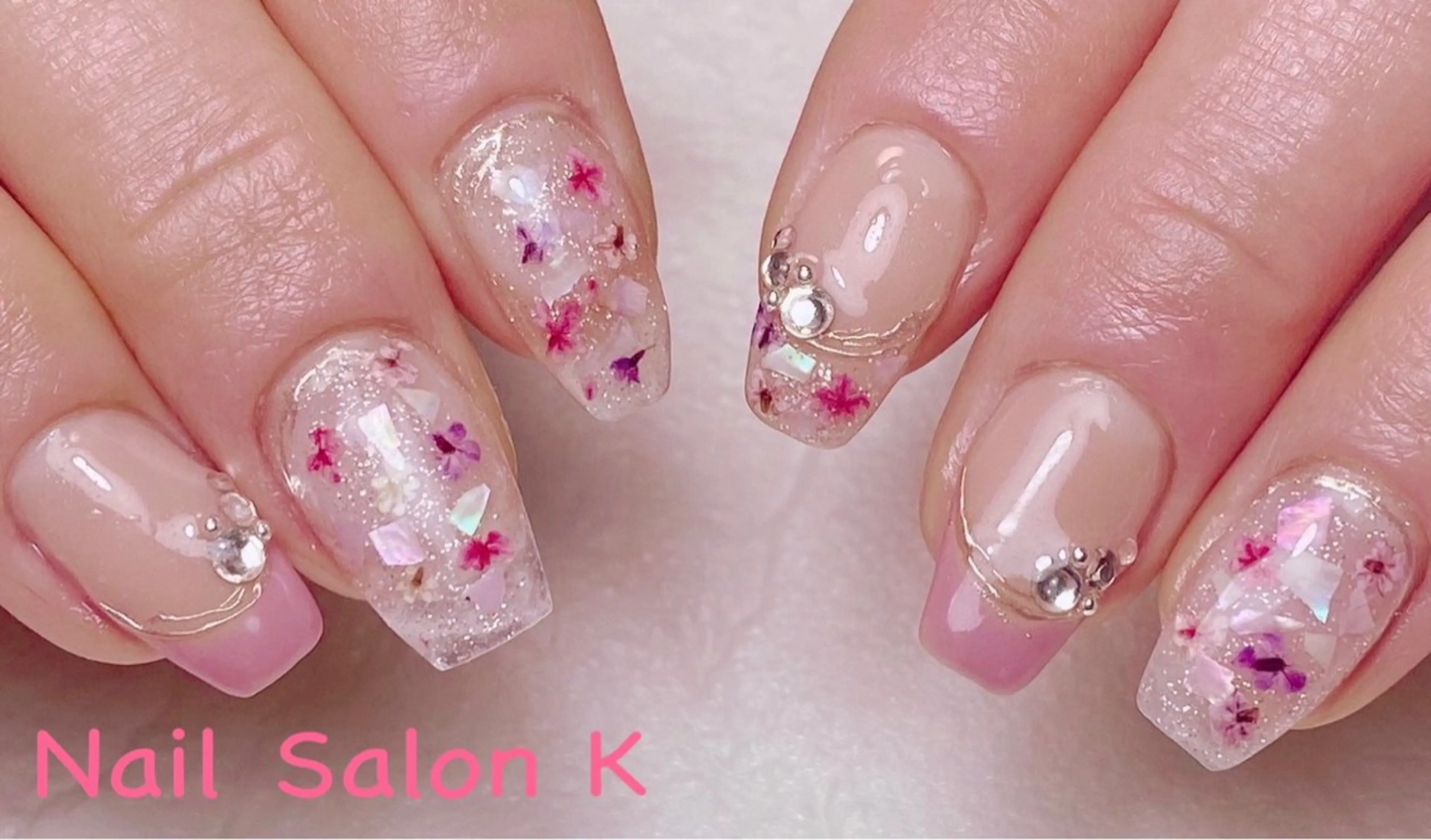 ネイル 長さ出し フラッシュネイル フレンチネイル ミラーネイル 持ち込み ハンドネイル Nail Salon K 🧸美爪育成のネイルデザイン