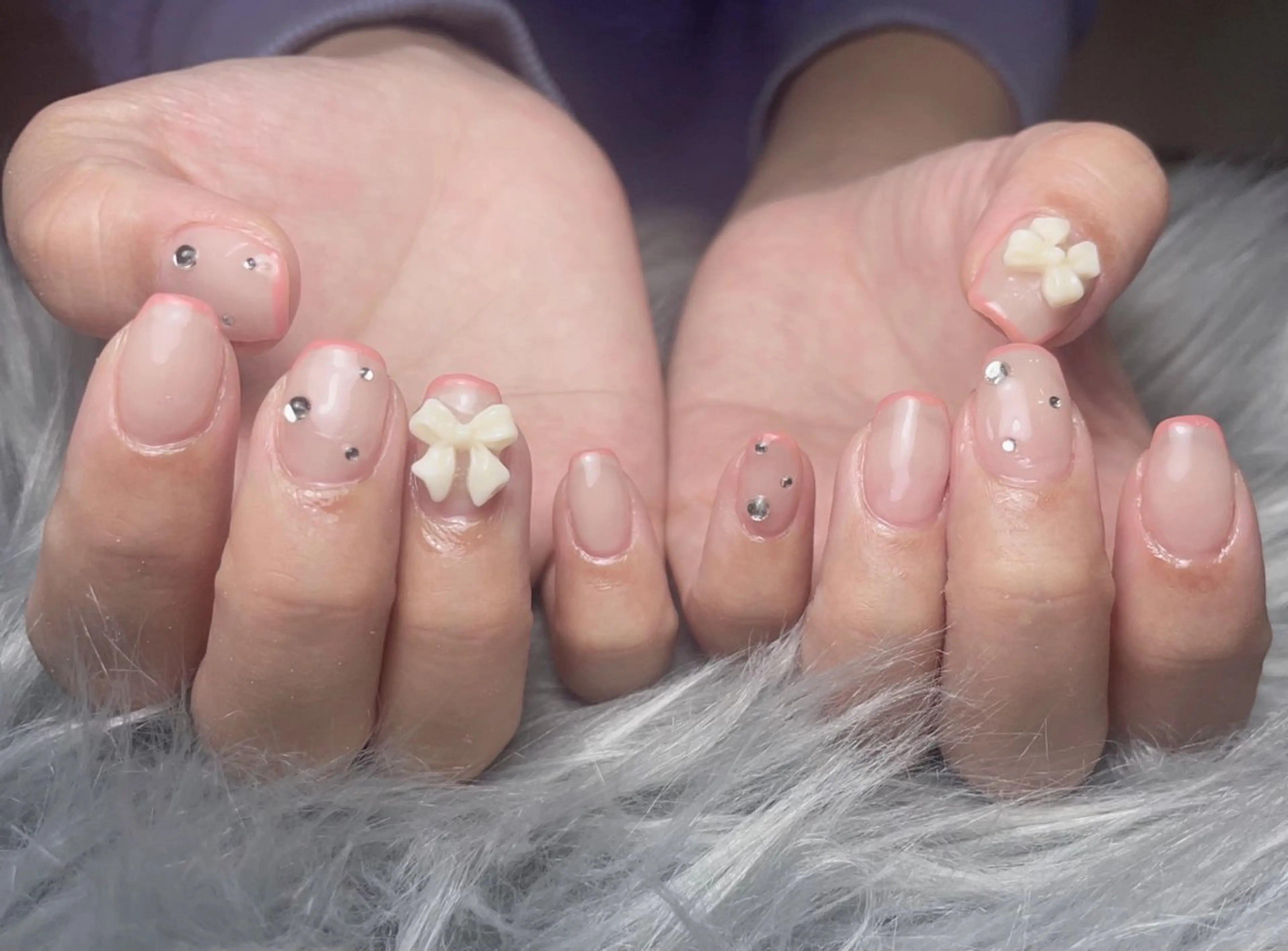 ネイル フレンチネイル ジェルネイル オフィスネイル パラジェル リボン BLANC.nail yuuのネイルデザイン