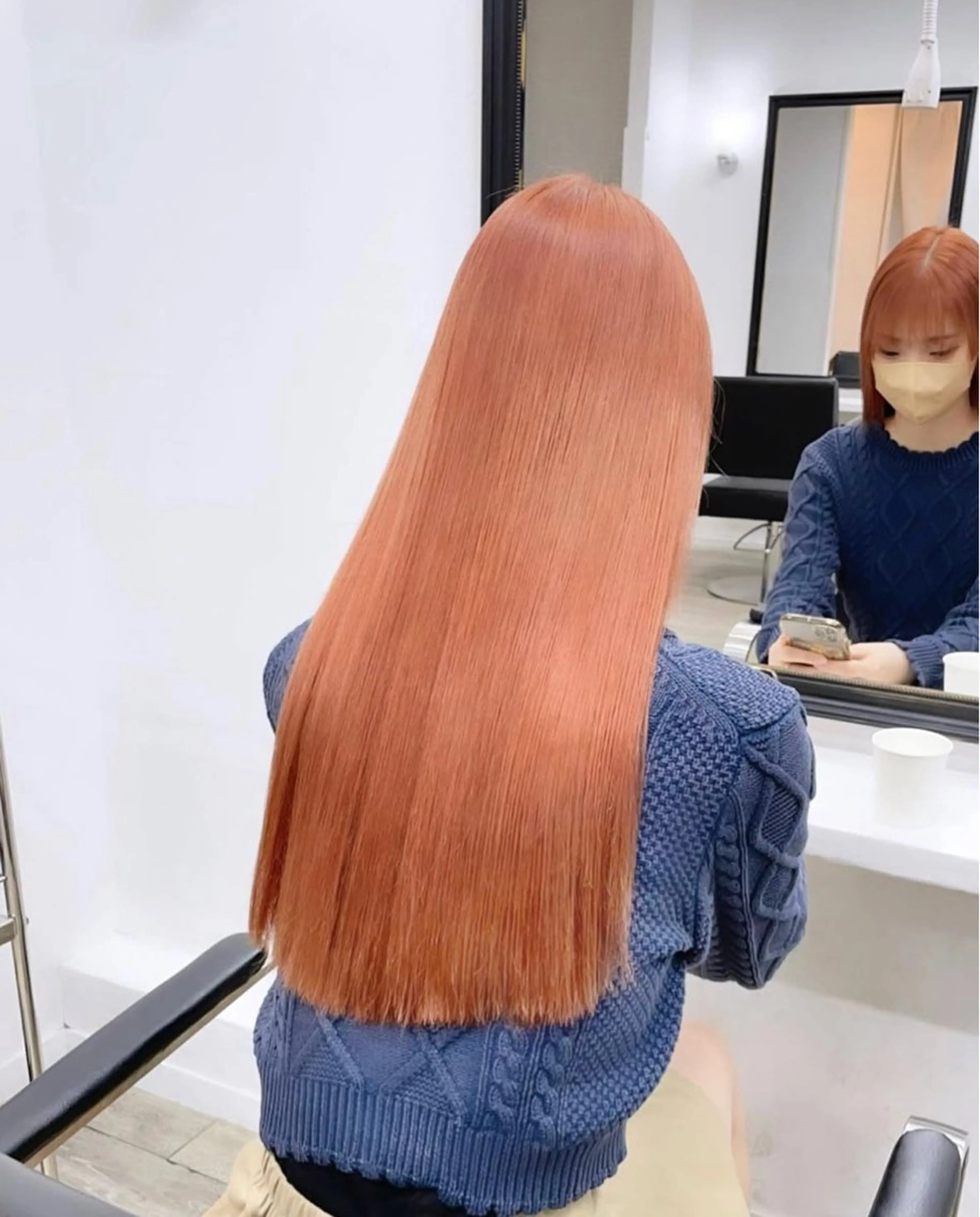ロング カラー ヘアアレンジ ブリーチ オレンジ 🫟ダブルカラー 小島千夏🫟のヘアスタイル