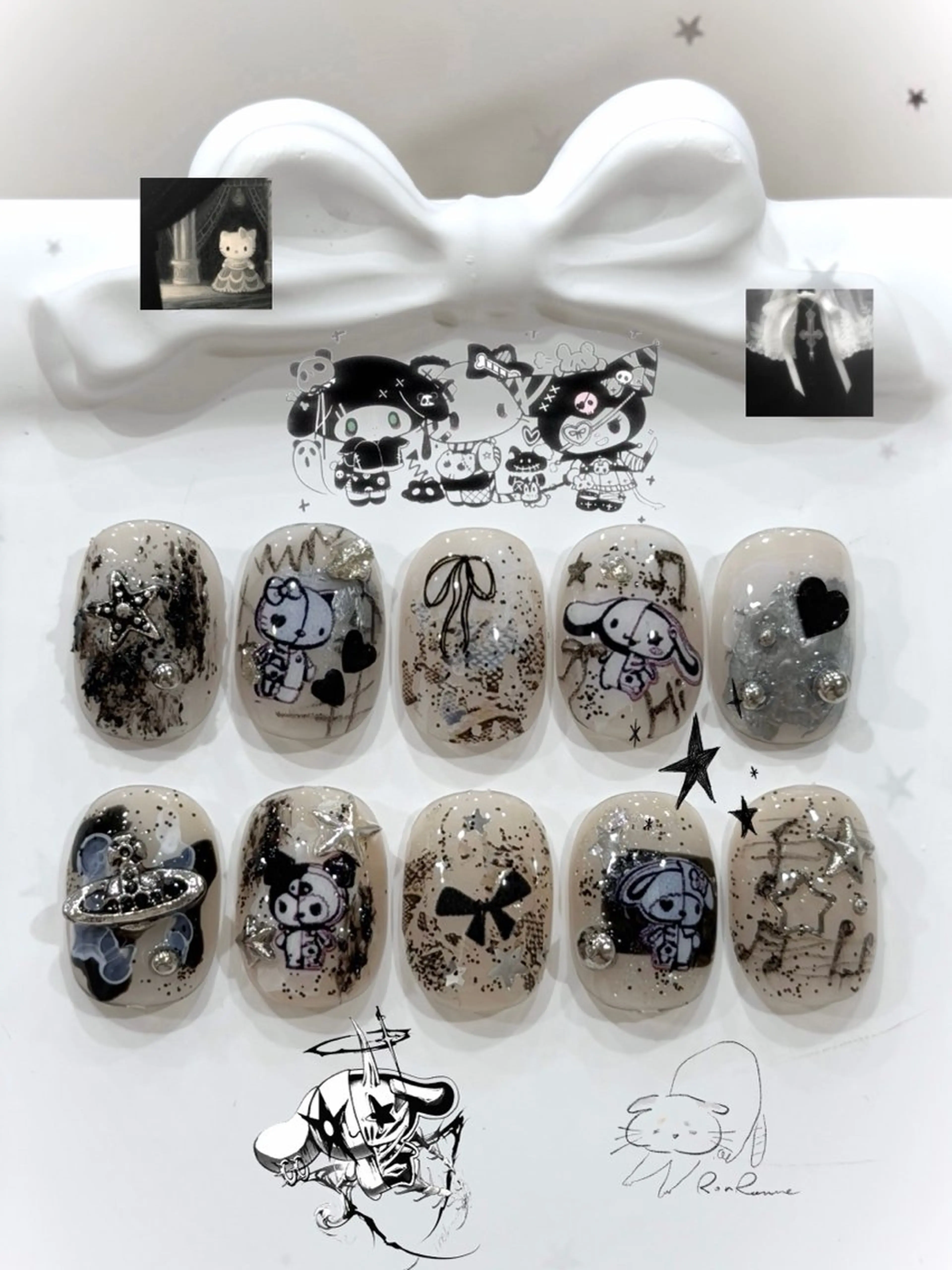 ネイル オーロラネイル 長さ出し フレンチネイル ジェルネイル ミラーネイル ハンドネイル ronronne .のネイルデザイン