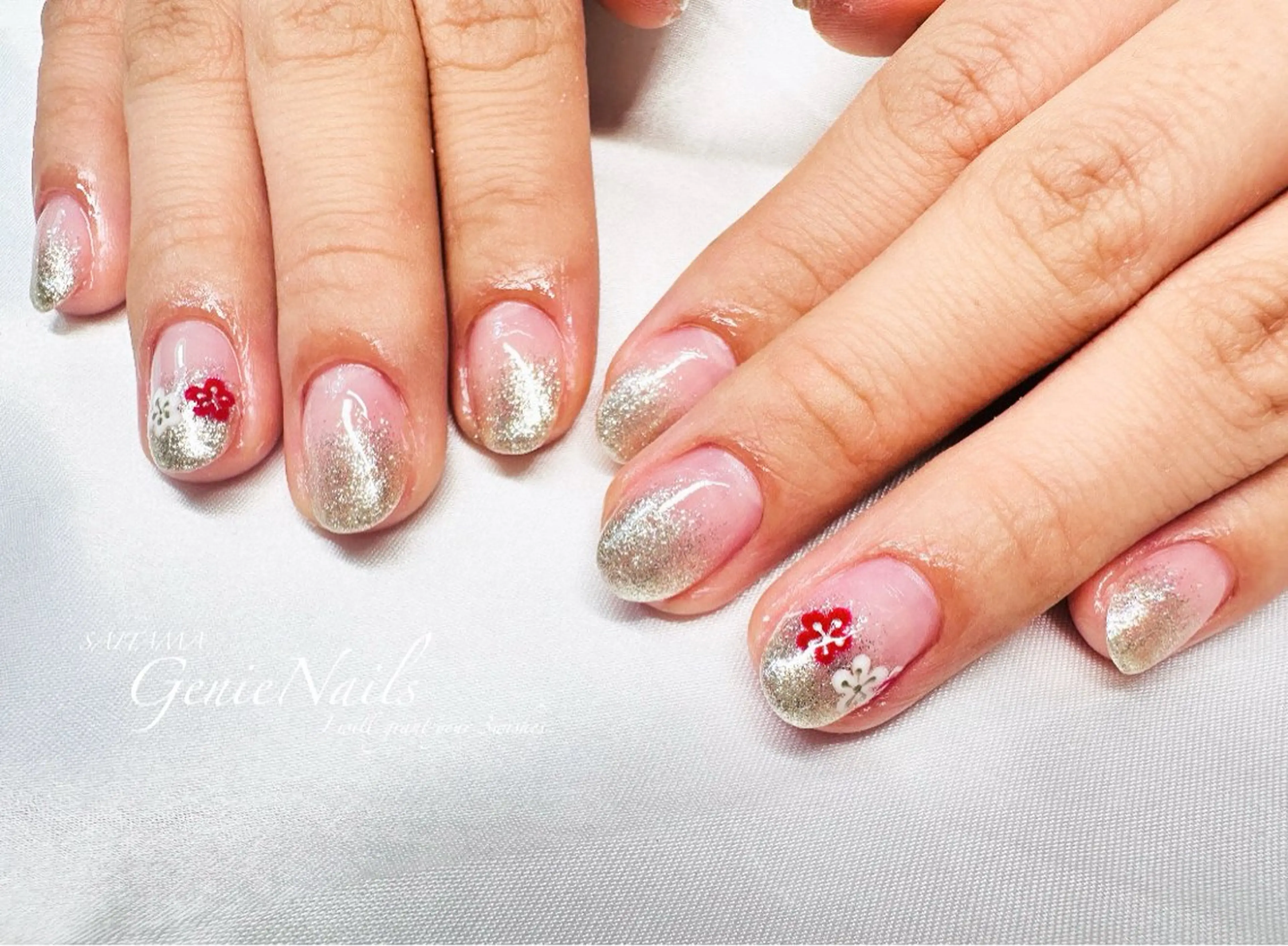 メンズ ネイル アートネイル 長さ出し 氷ネイル・うるうるネイル ロングネイル 持ち込み Genie Nailsのネイルデザイン