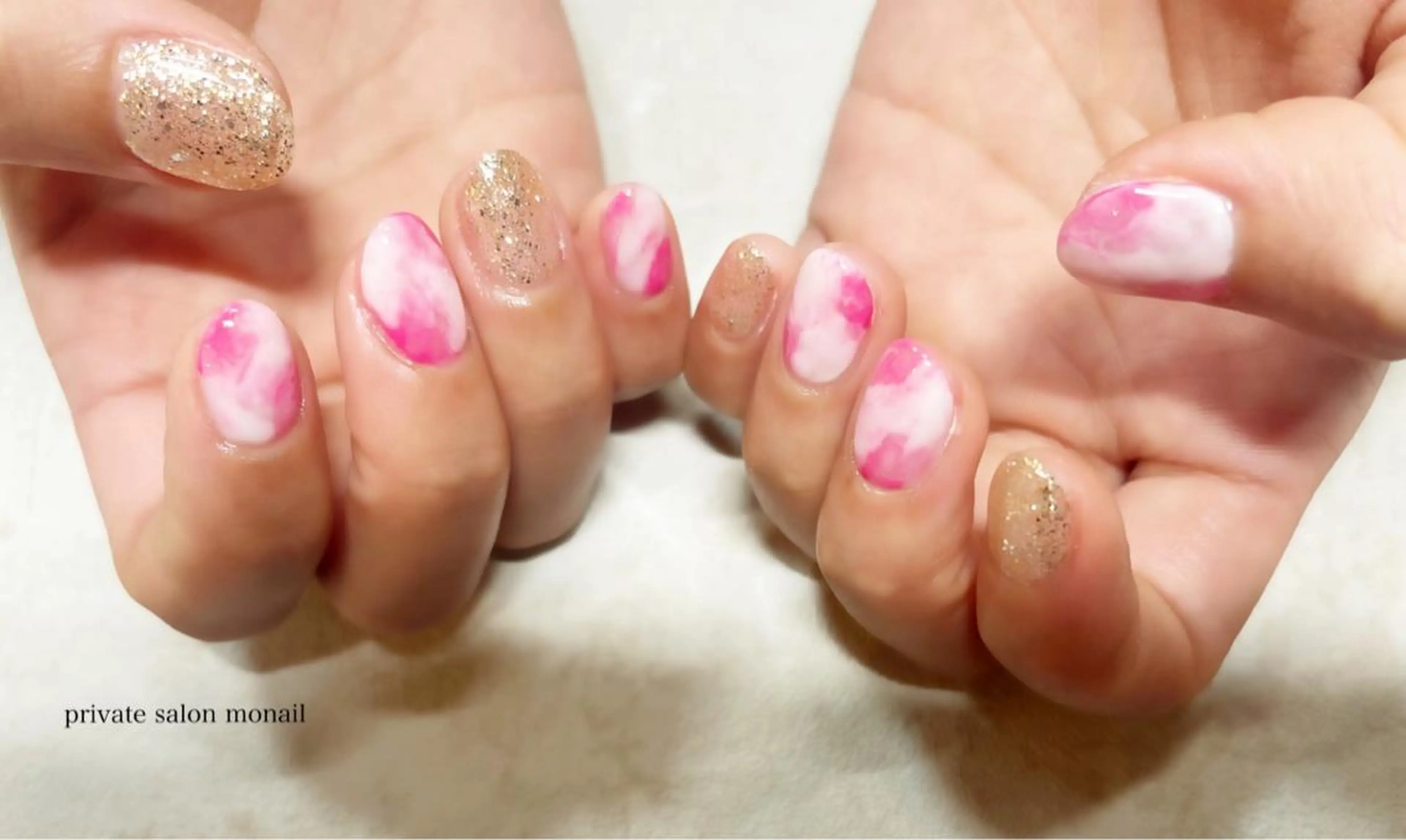 ネイル ピンク ハンドネイル nail salon monailのネイルデザイン