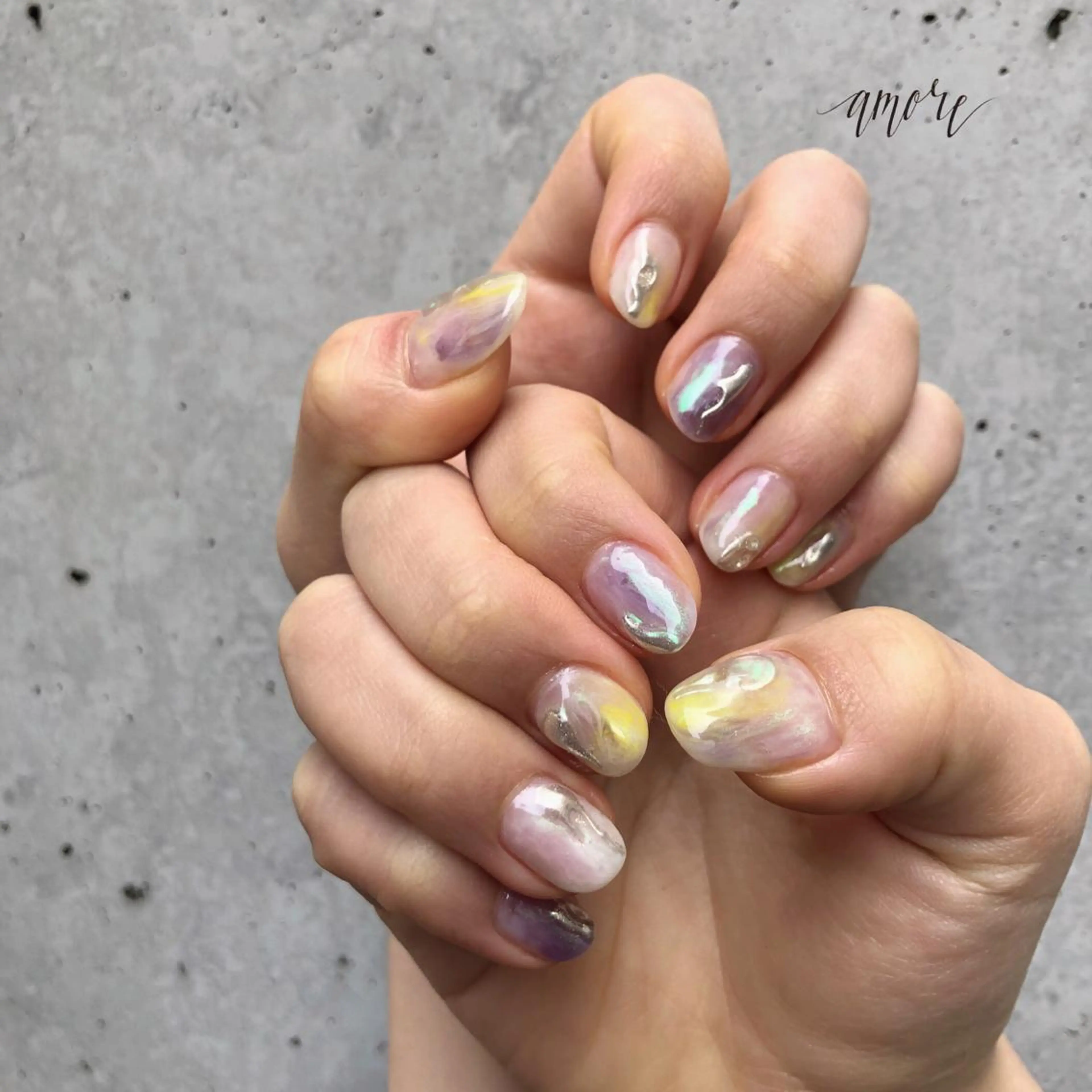 ネイル ジェルネイル ミラーネイル ニュアンスネイル 春ネイル You kyehwaのネイルデザイン