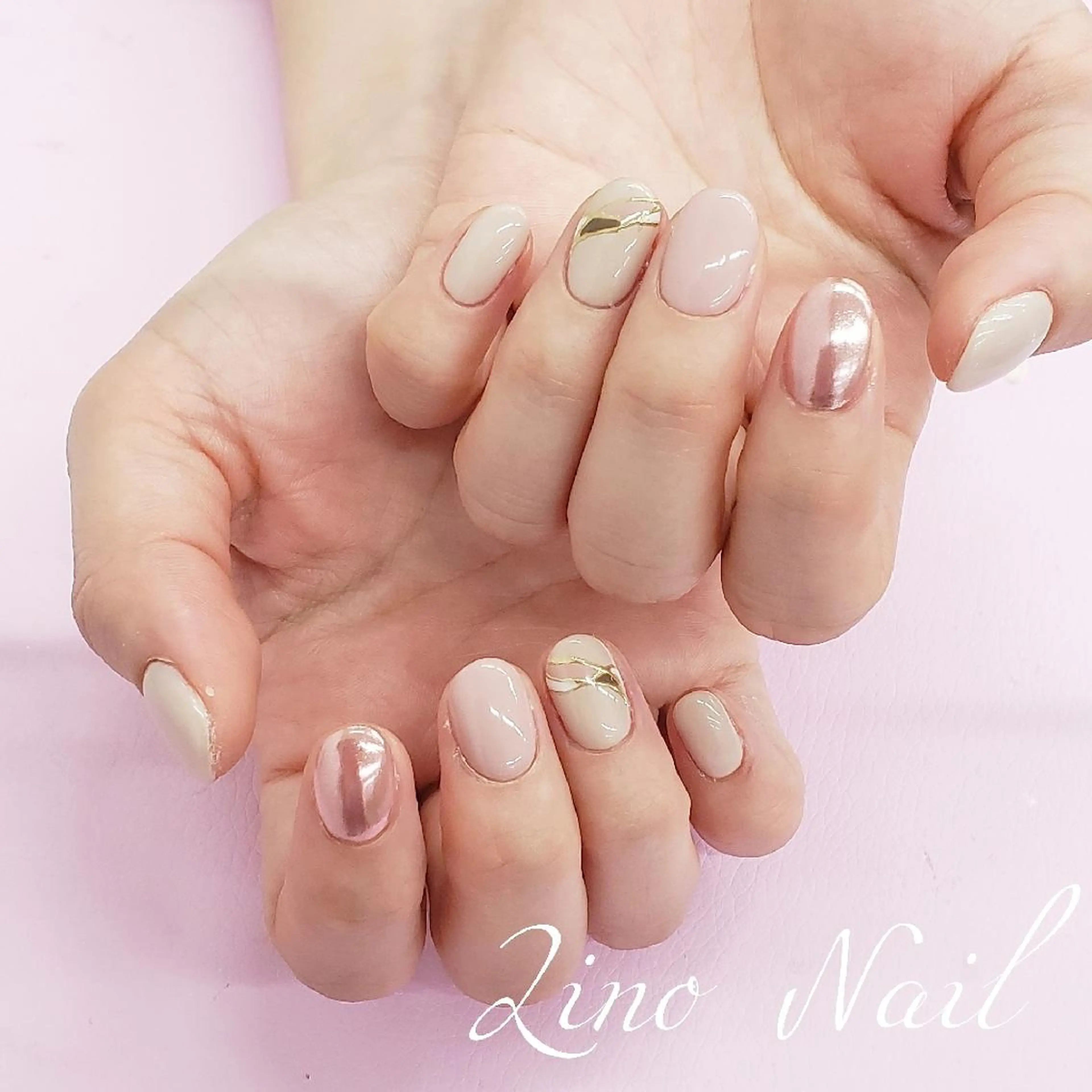 ネイル カジュアル ジェルネイル ミラーネイル ニュアンスネイル オフィスネイル Lino Nailのネイルデザイン