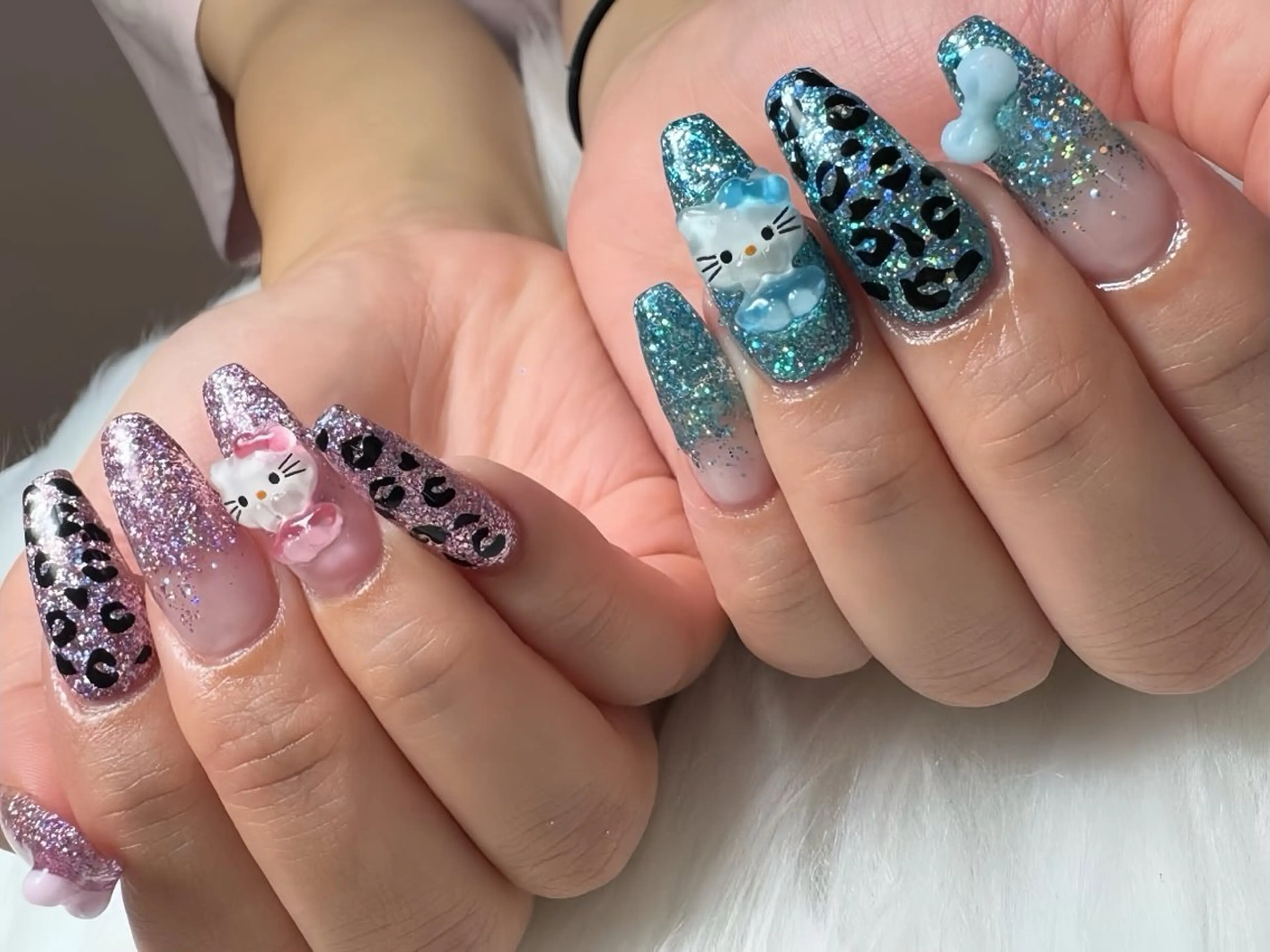 ネイル アートネイル 長さ出し ガーリー 韓国ネイル 持ち込み Rin Nail 新大久保店のネイルデザイン
