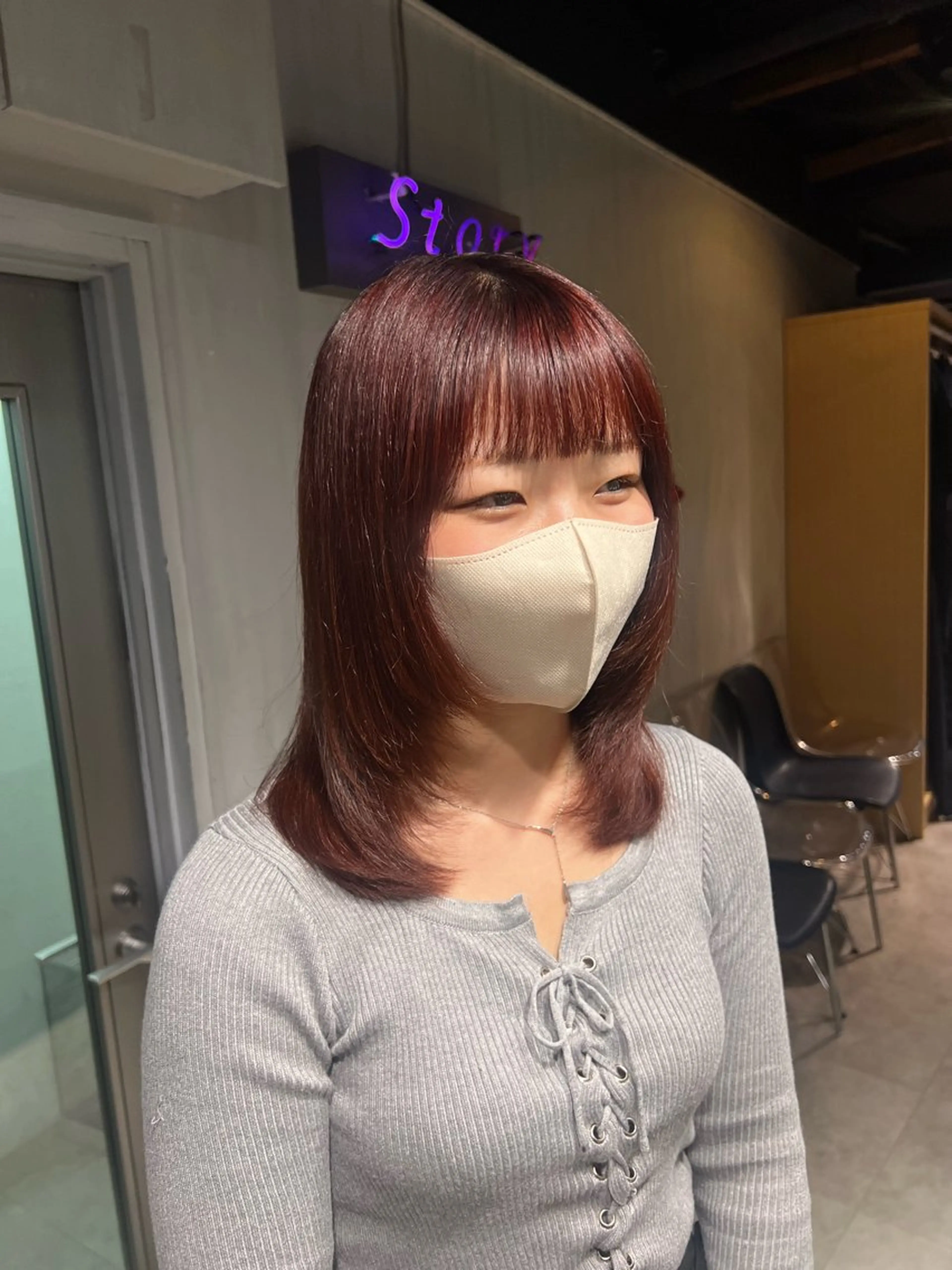 ミディアム カラー カット ヘアカラー NANAMI🩵 大人可愛い韓国ヘアのヘアスタイル