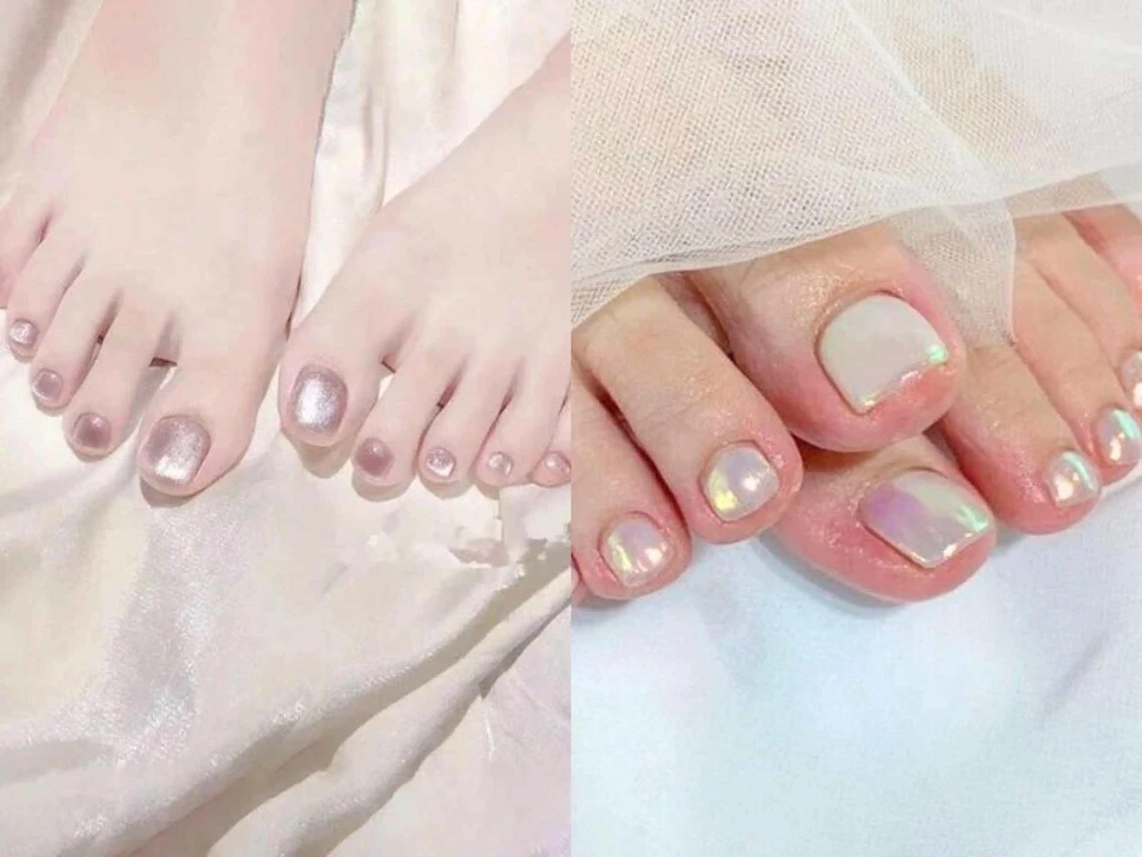 ネイル オーロラネイル クリアネイル フラッシュネイル ジェルネイル グラデーション フットネイル Amee Nail Salonのネイルデザイン