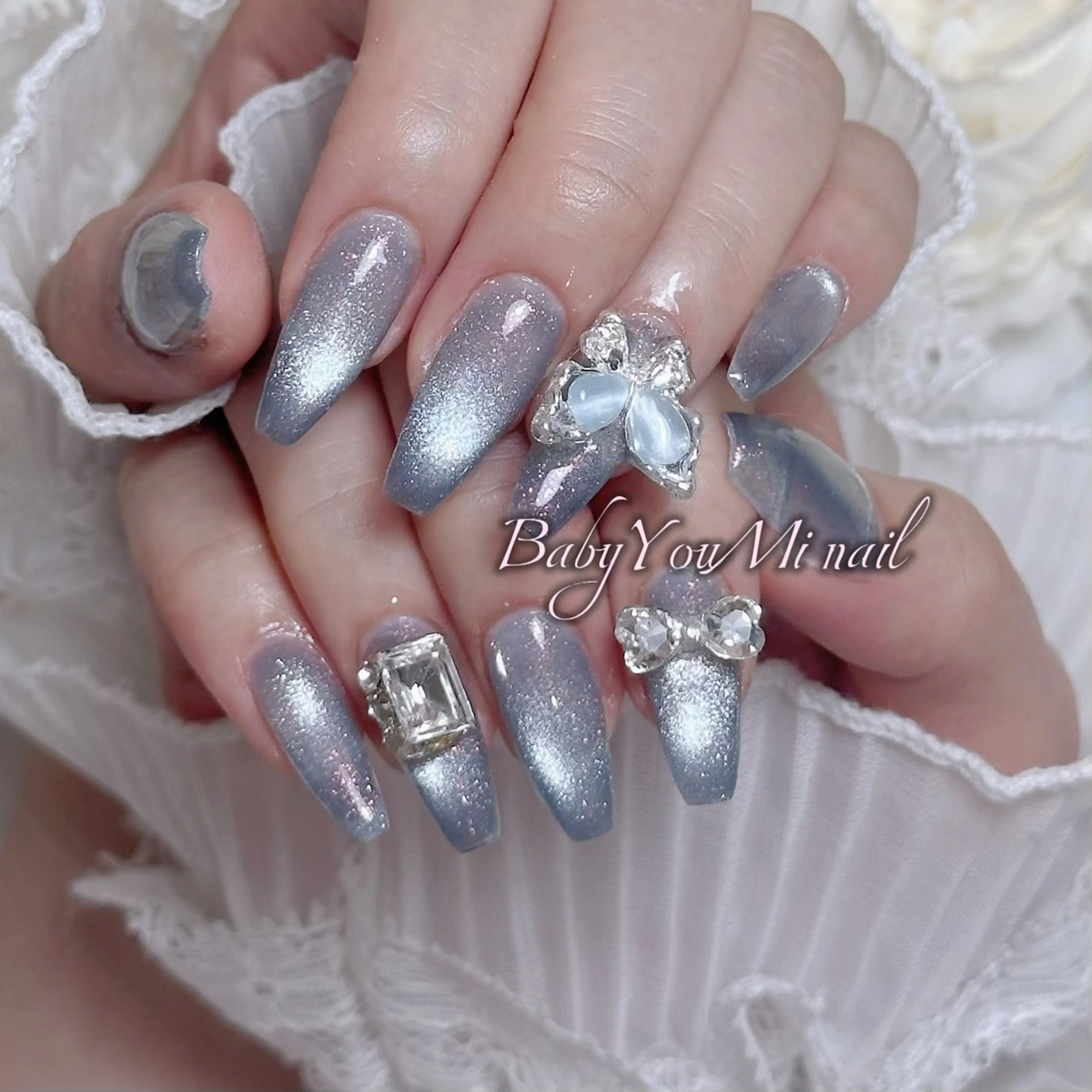 ネイル オーロラネイル チークネイル 成人式 フットネイル フレンチネイル ハンドネイル BabyYouMi nailのネイルデザイン