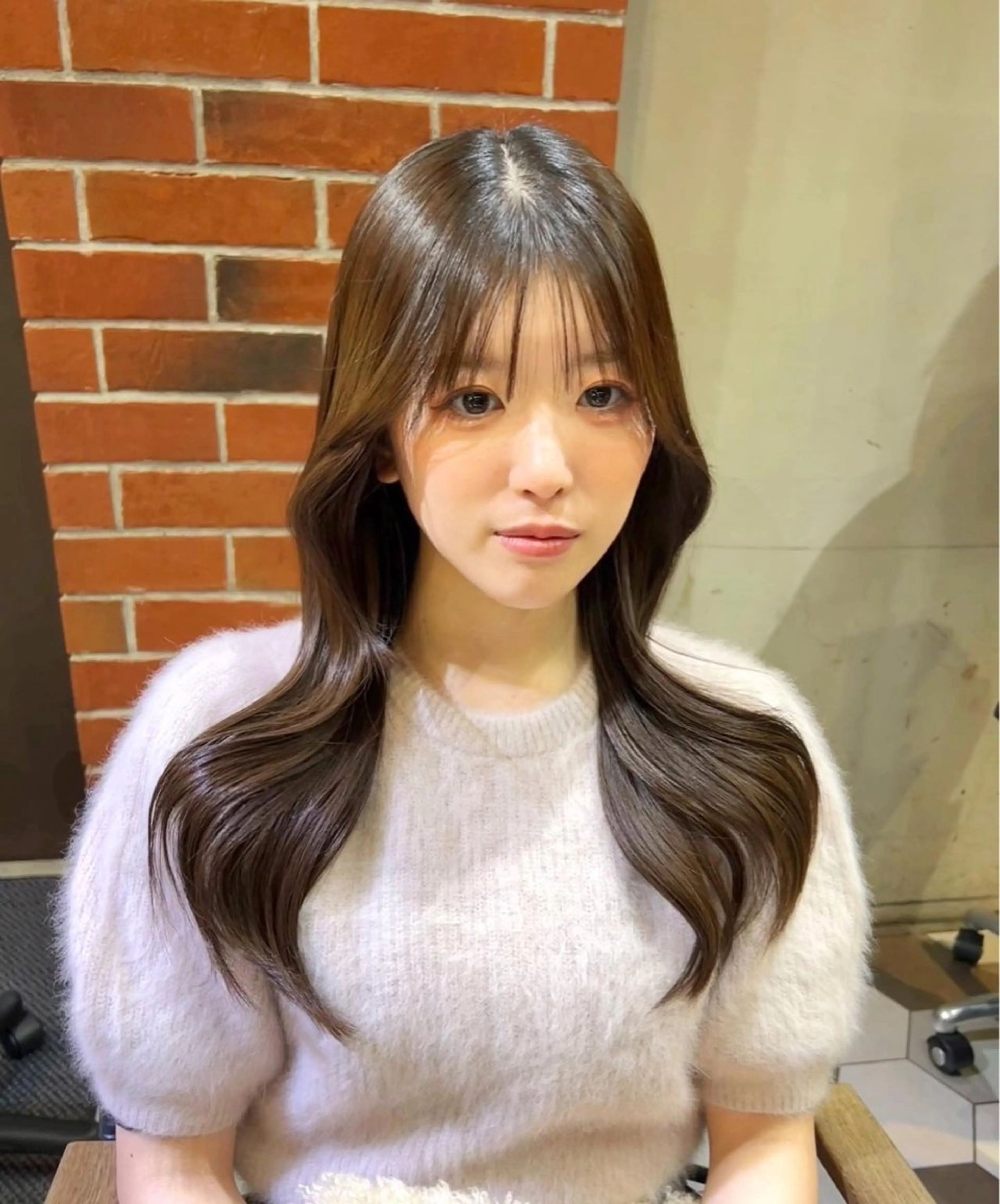 ロング カラー カット ヘアカラー ninaアイドル前髪 ×透明感🎀のヘアスタイル