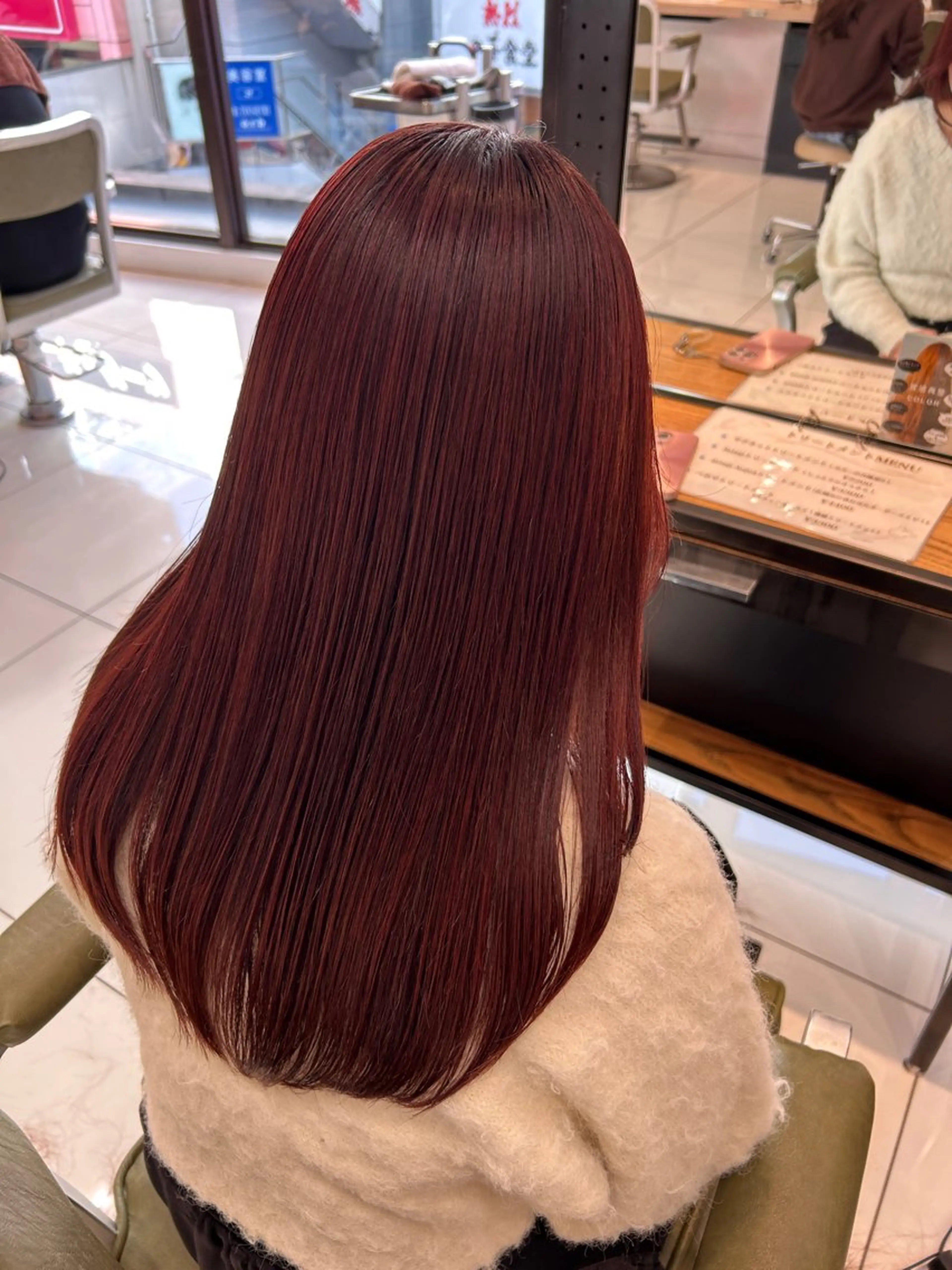 セミロング カラー ブリーチ ブラウンカラー ブリーチなしカラー レッドカラー レッドブラウン カット ヘアカラー トリートメント 🪻ダブルカラー /透明感カラーRioのヘアスタイル