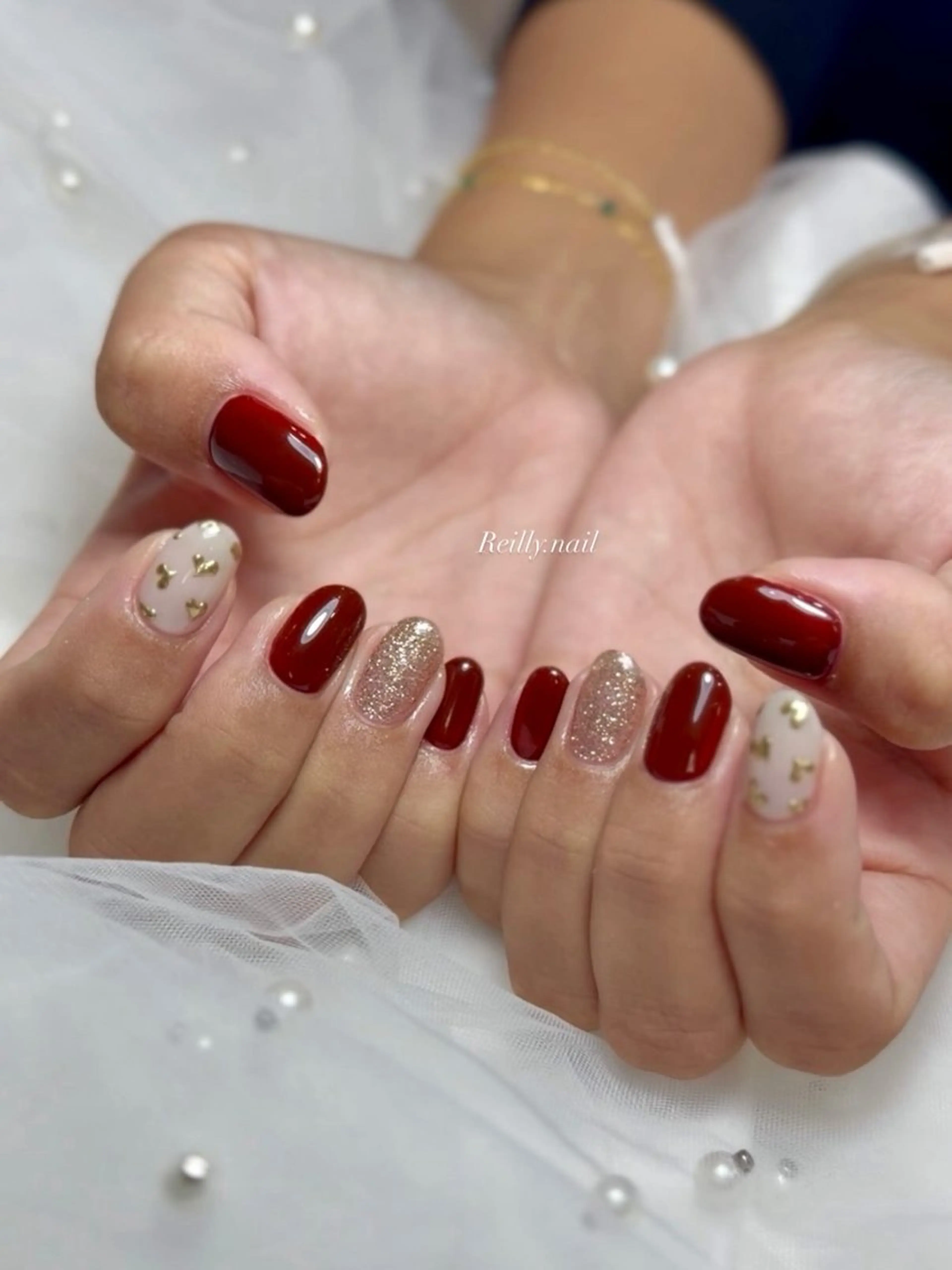 ネイル フラッシュネイル フレンチネイル ジェルネイル グラデーション ラメ(グリッター) REILLY.　private nail salon所属・Marina 《REILLY.》のネイルデザイン